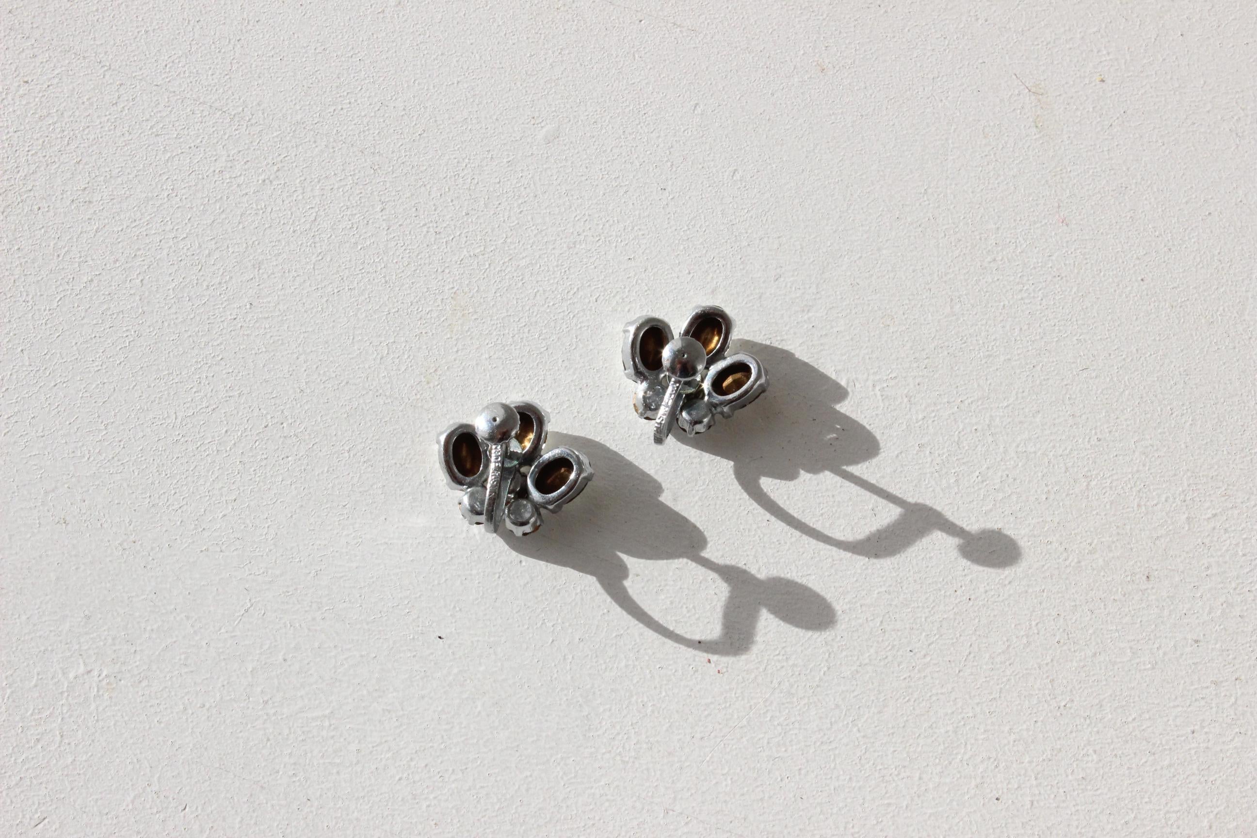 50s Fine Austrian Crystal Screw Back Cocktail Earrings