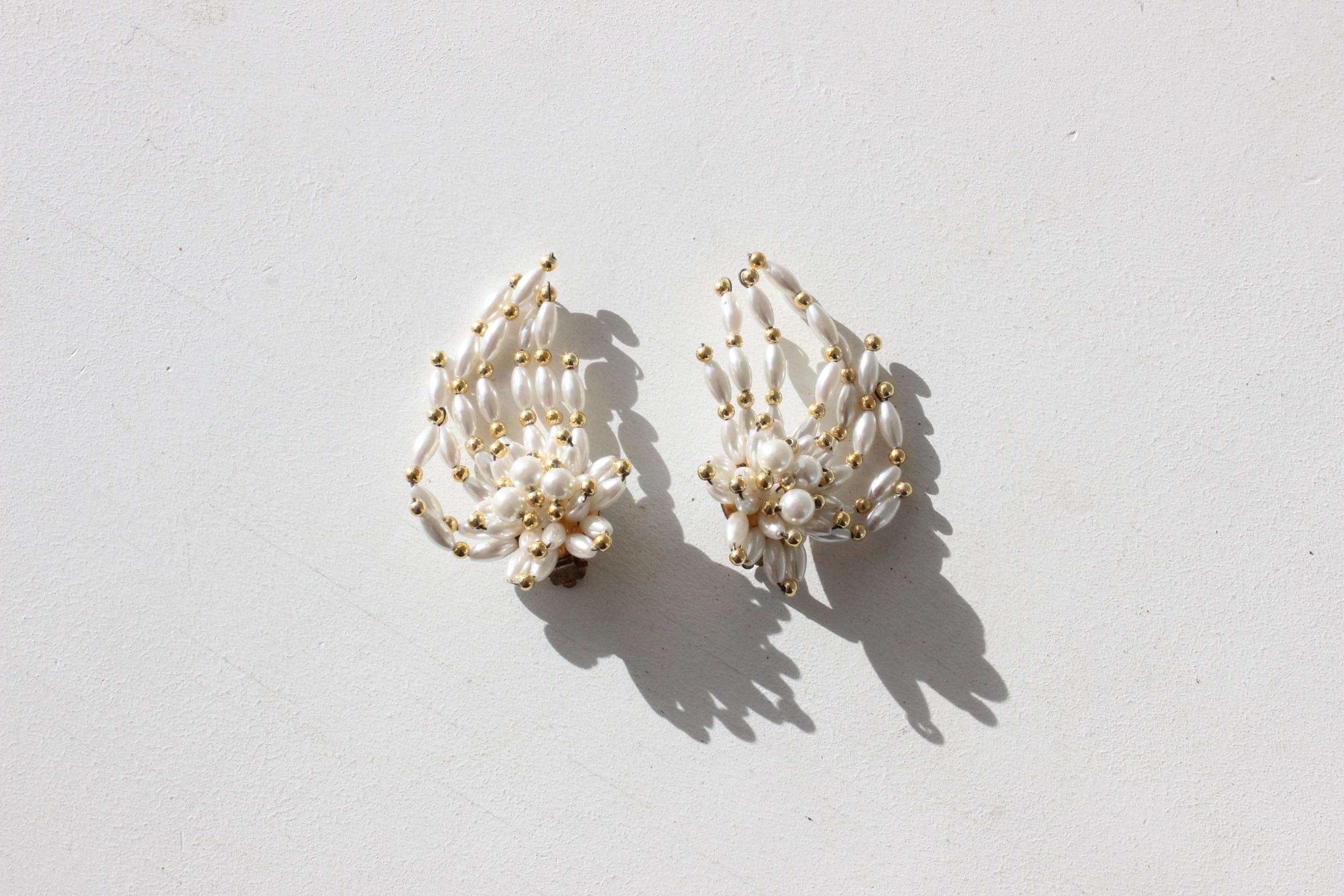 80s Sculptural Pearl Cluster Clip Ons