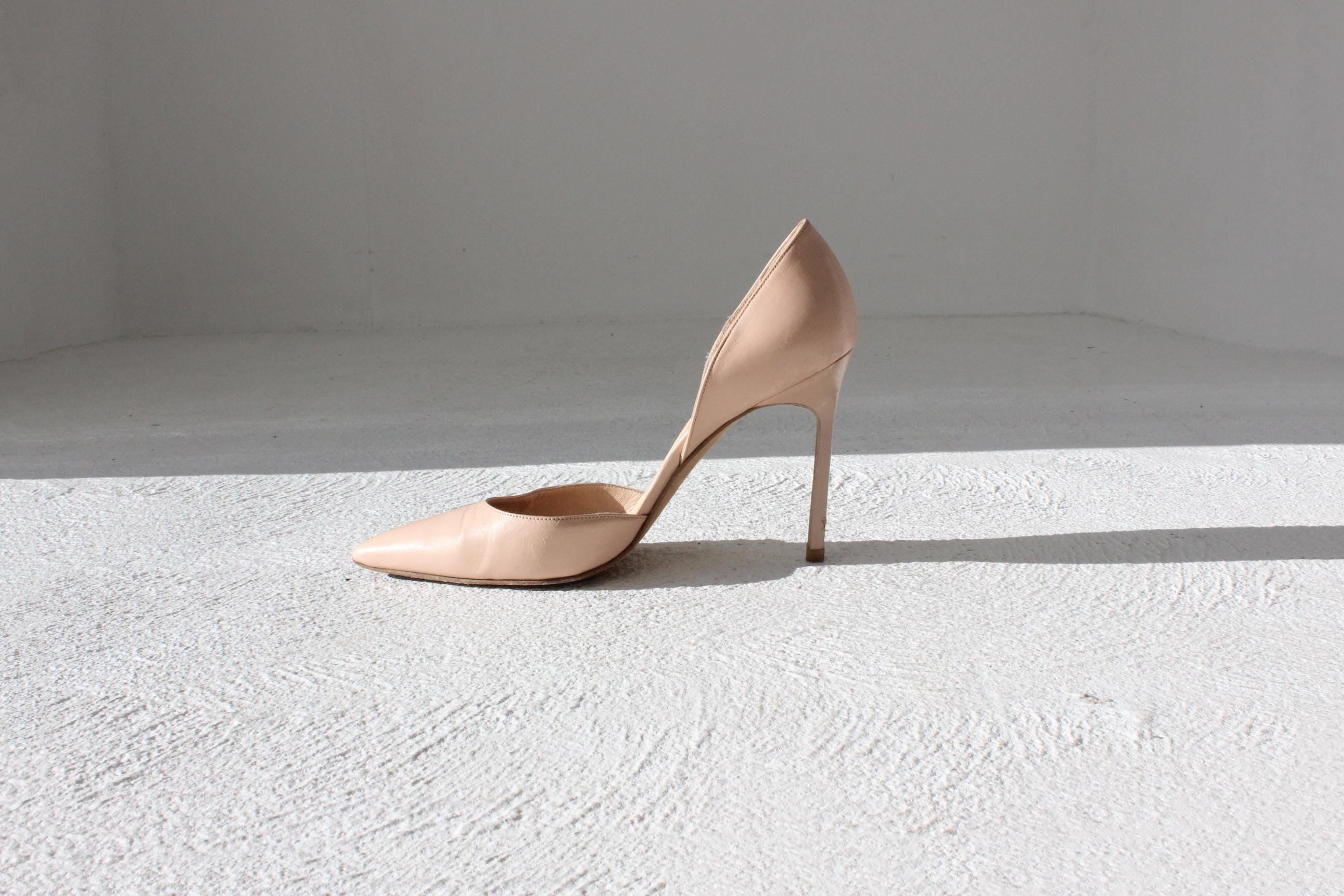 2000s MANOLO BLAHNIK Blush Pink Leather Stilettos ~ Euro 39