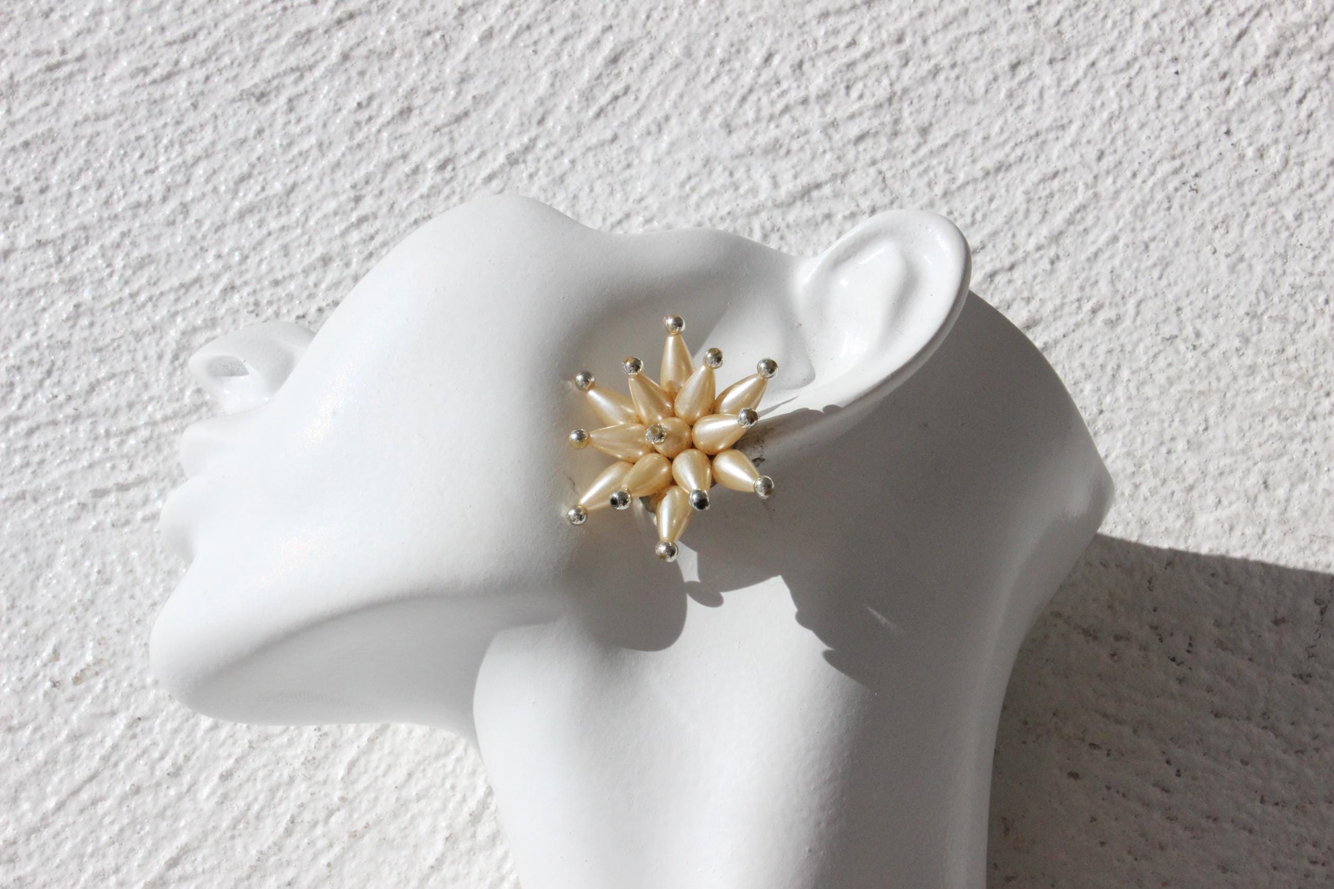 60s Pearl 'Flower' Clip Ons