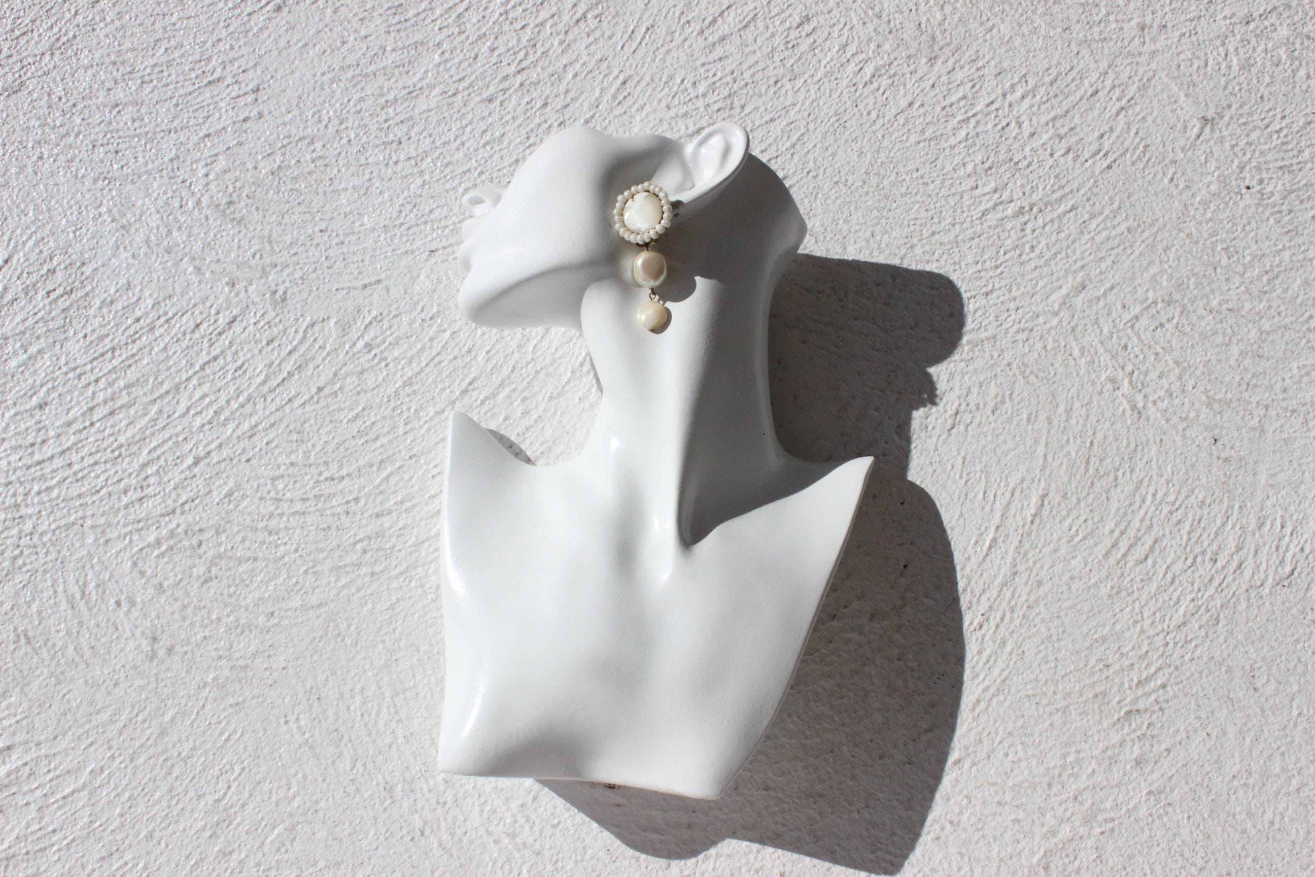 60s Mother of Pearl Baroque Droplet Clip Ons