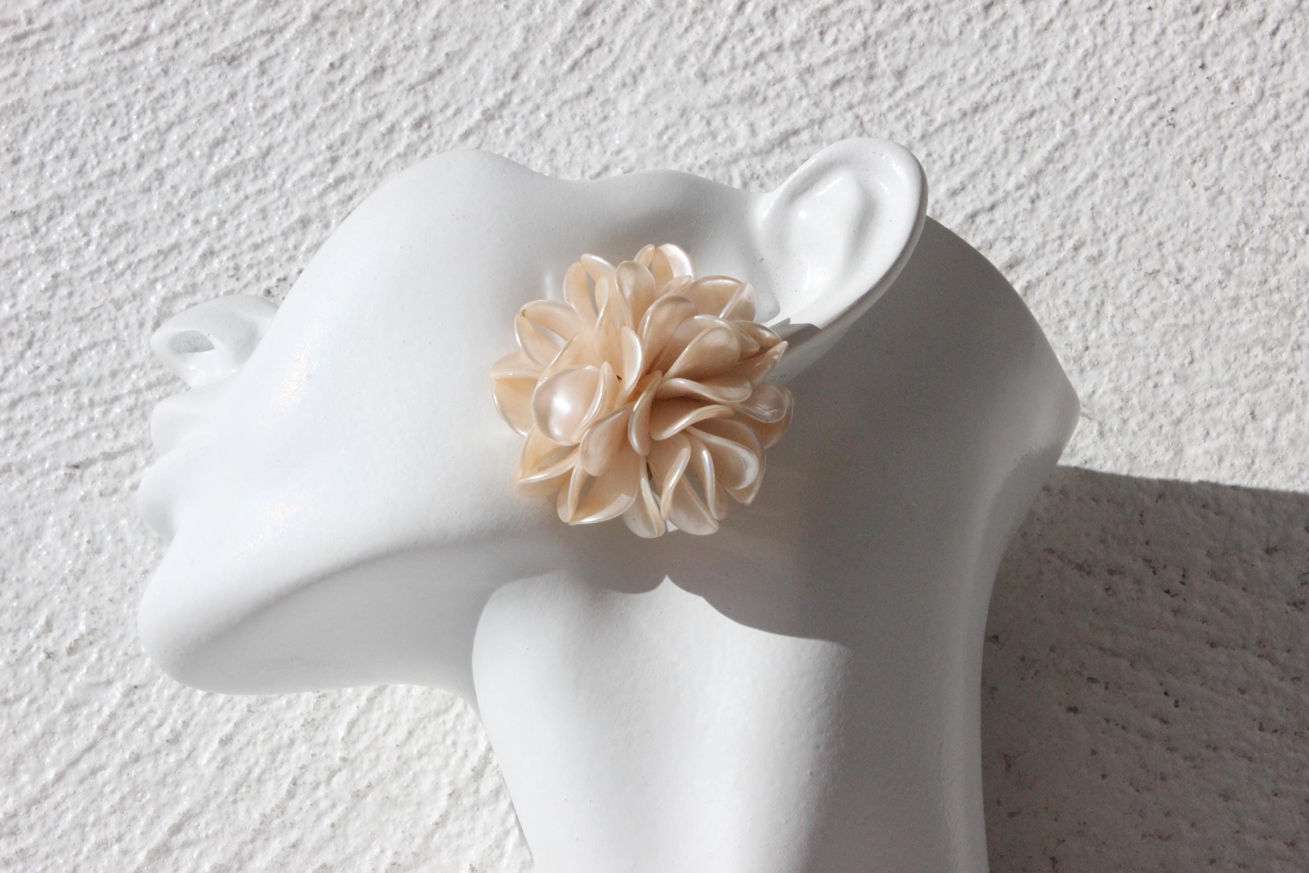 60s Iridescent Pink Shell Cluster Clip Ons