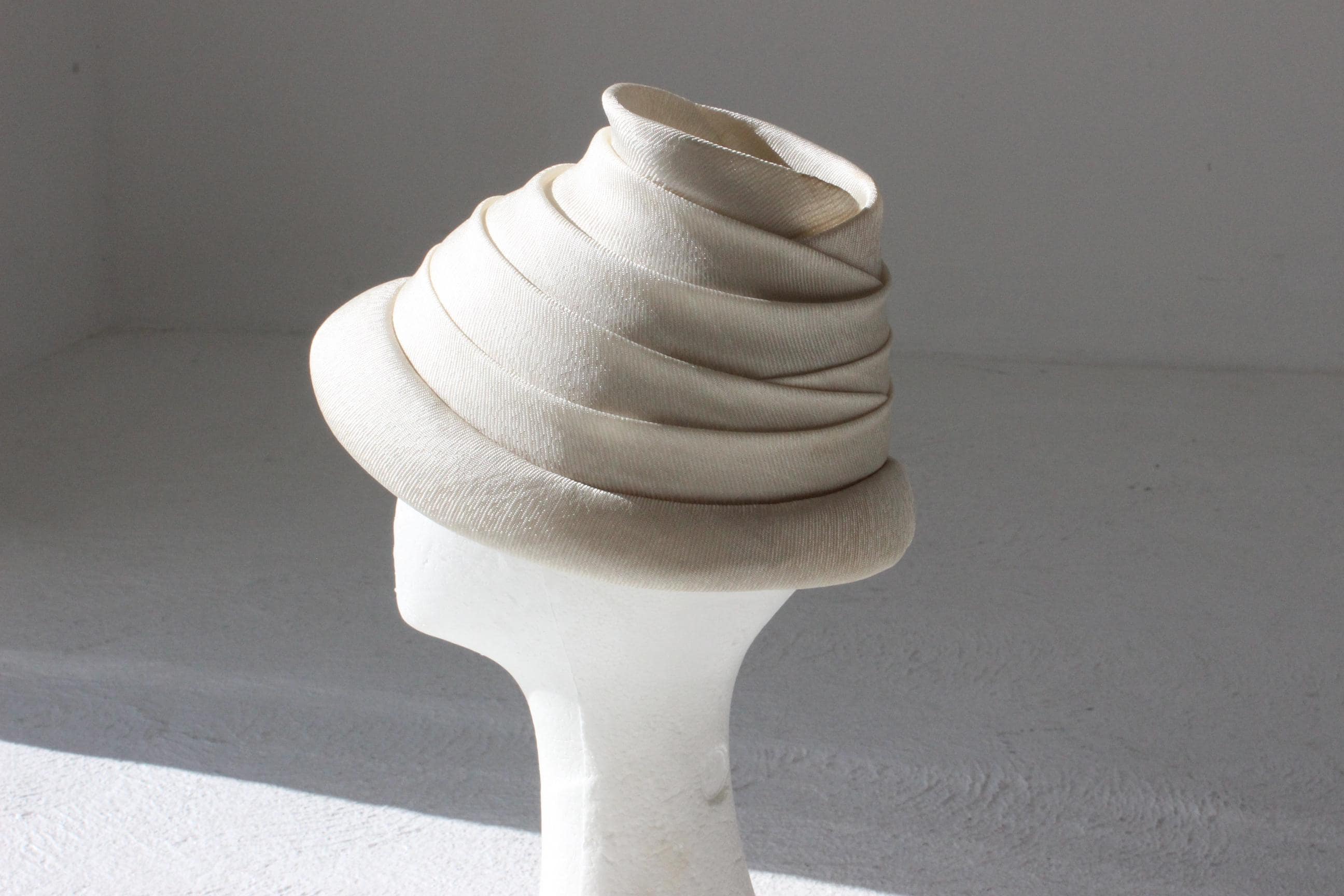 50s Sculptural Beige Beehive Hat w/ Tassel