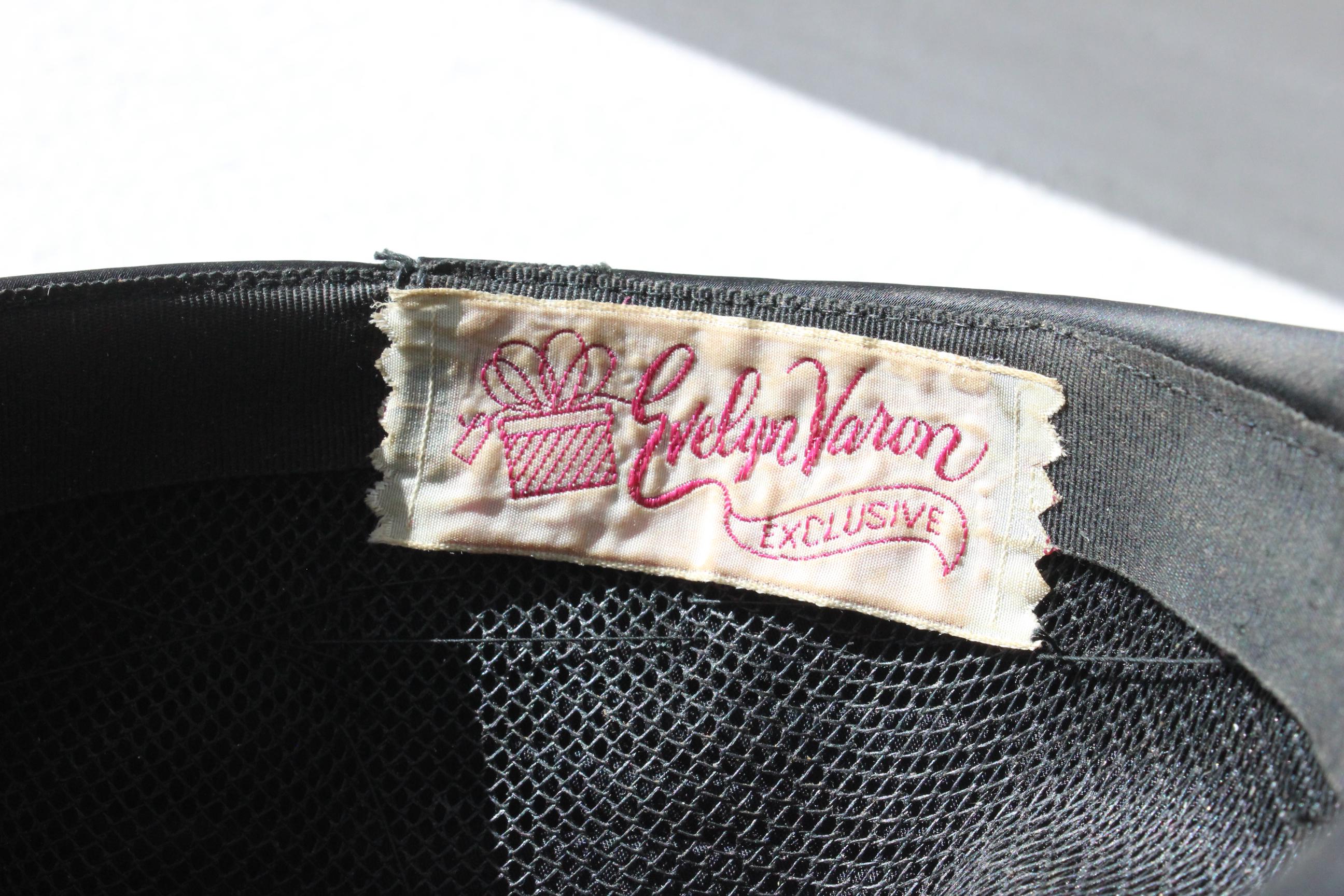 50s Black Taffeta Sculptural Beehive Hat