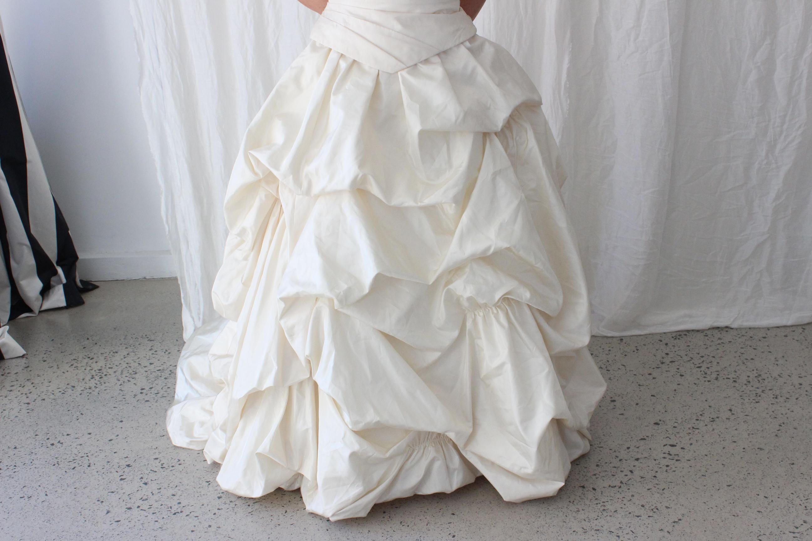 Outrageous 90s Bubble Taffeta Strapless Corset Wedding Gown
