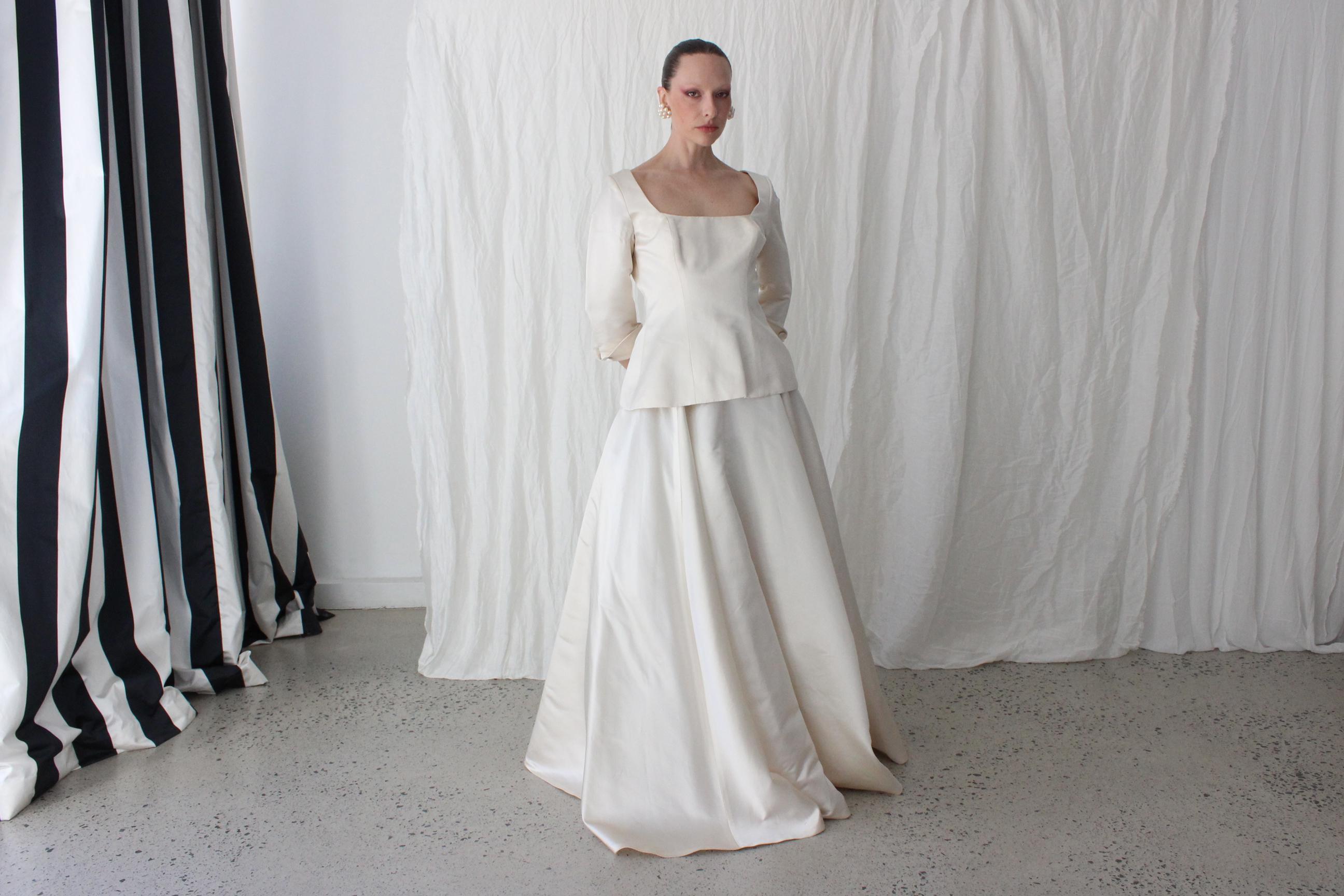 90s Duchess Silk Satin Two Piece Skirt & Top Set