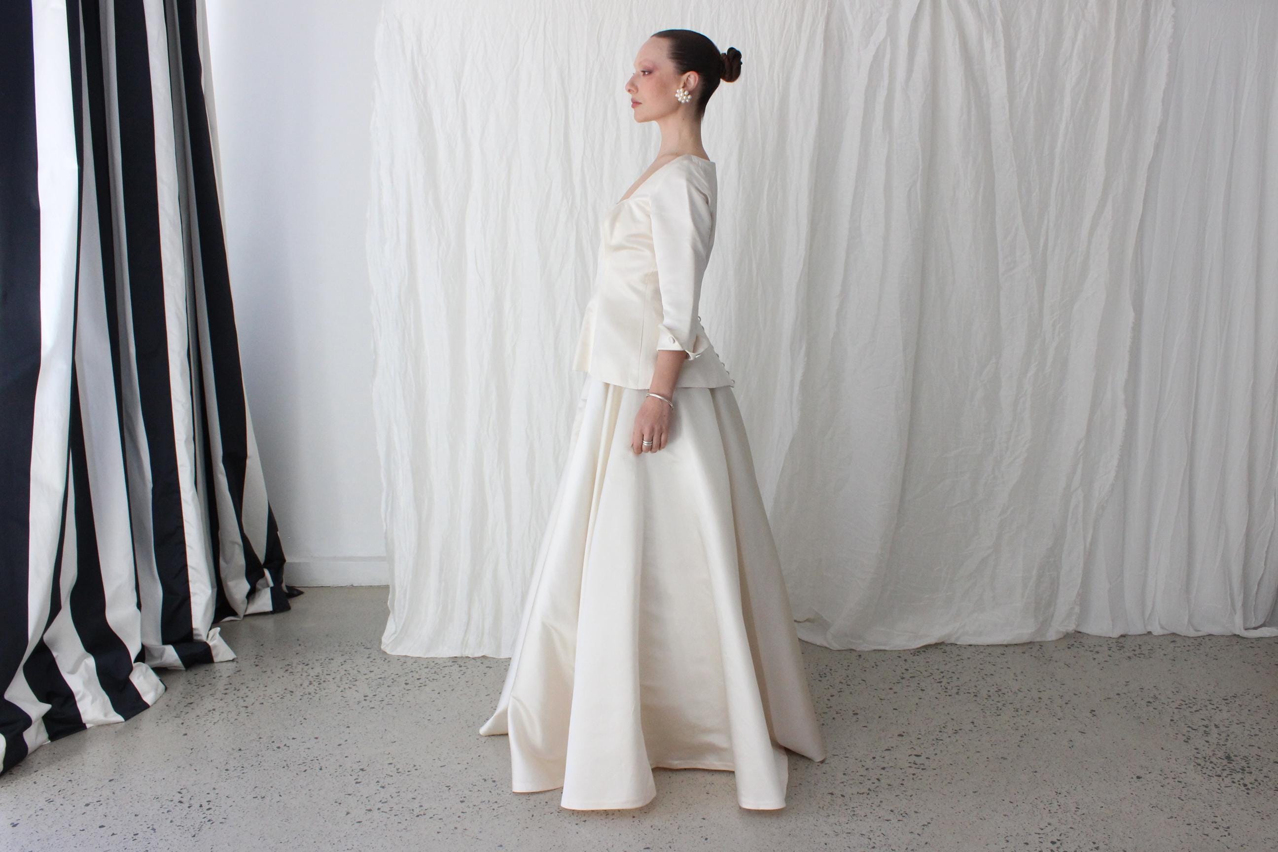 90s Duchess Silk Satin Two Piece Skirt & Top Set
