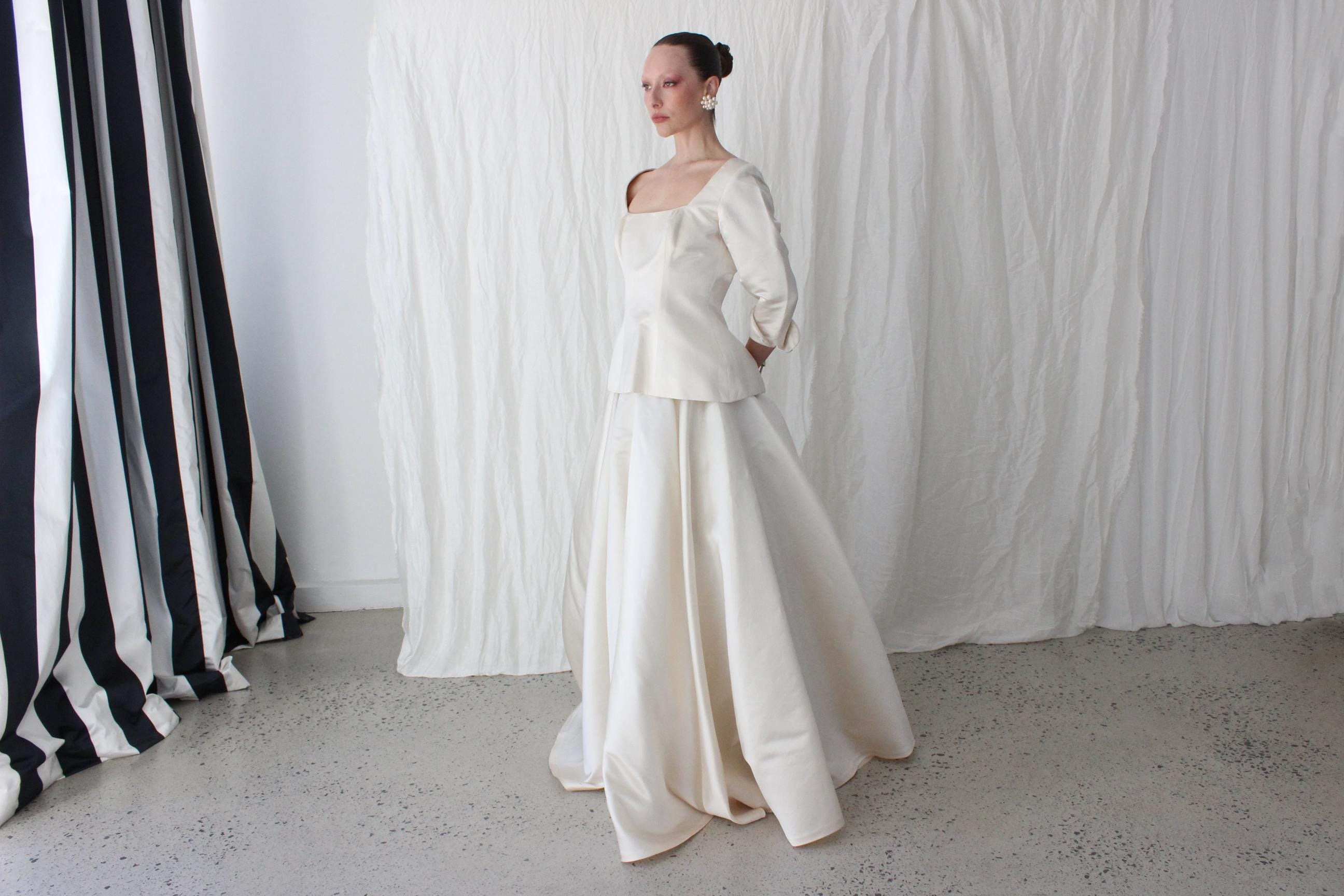 90s Duchess Silk Satin Two Piece Skirt & Top Set