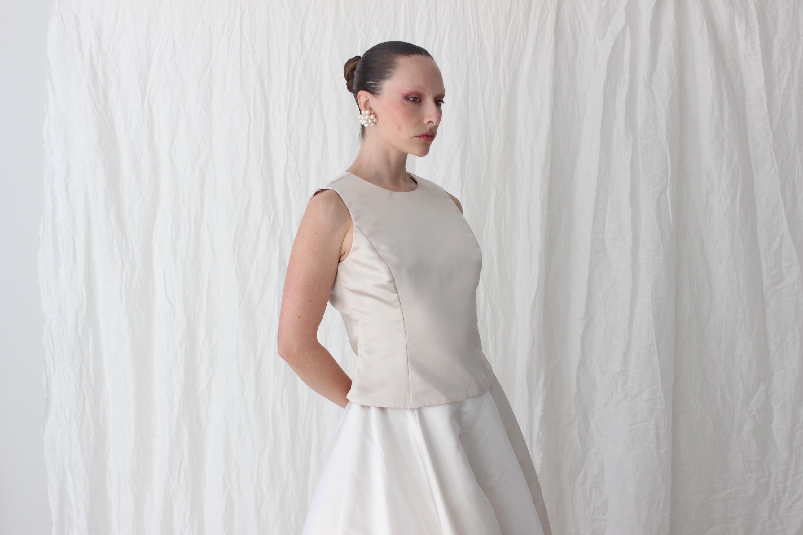 90s Vera Wang Oyster Satin Top
