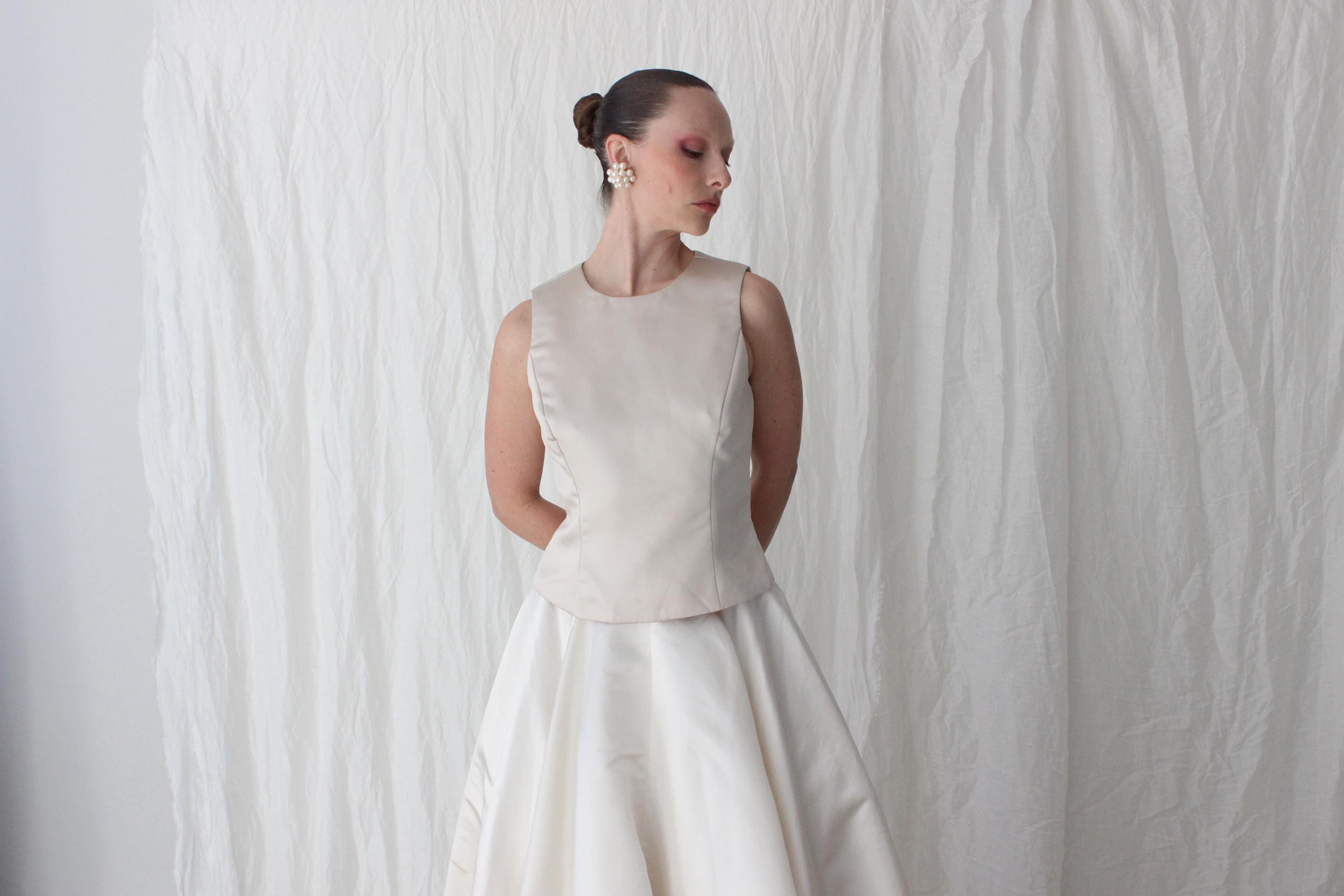 90s Vera Wang Oyster Satin Top