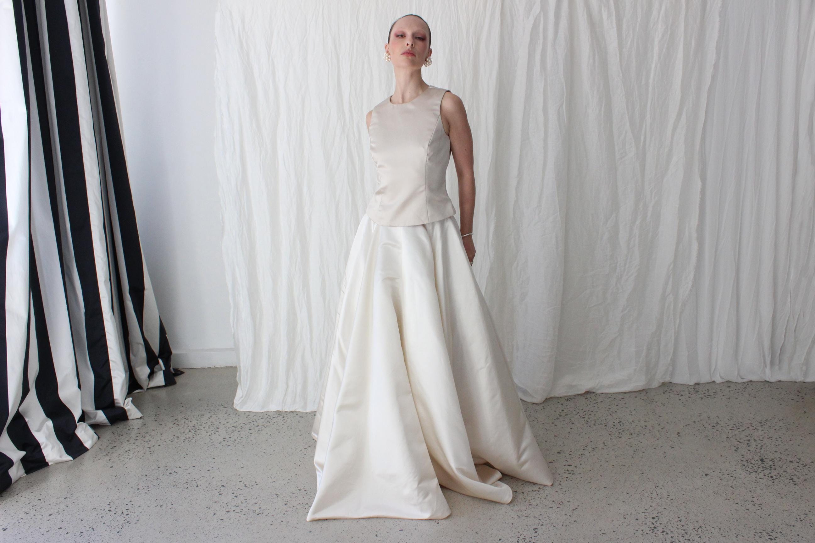 90s Vera Wang Oyster Satin Top