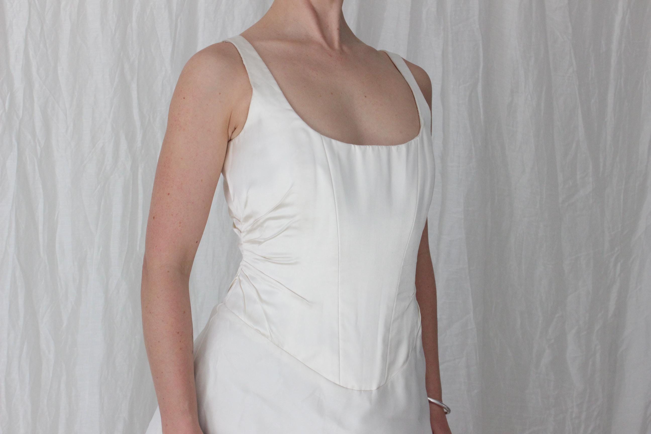 90s Duchess Satin Corset Bodice Gown