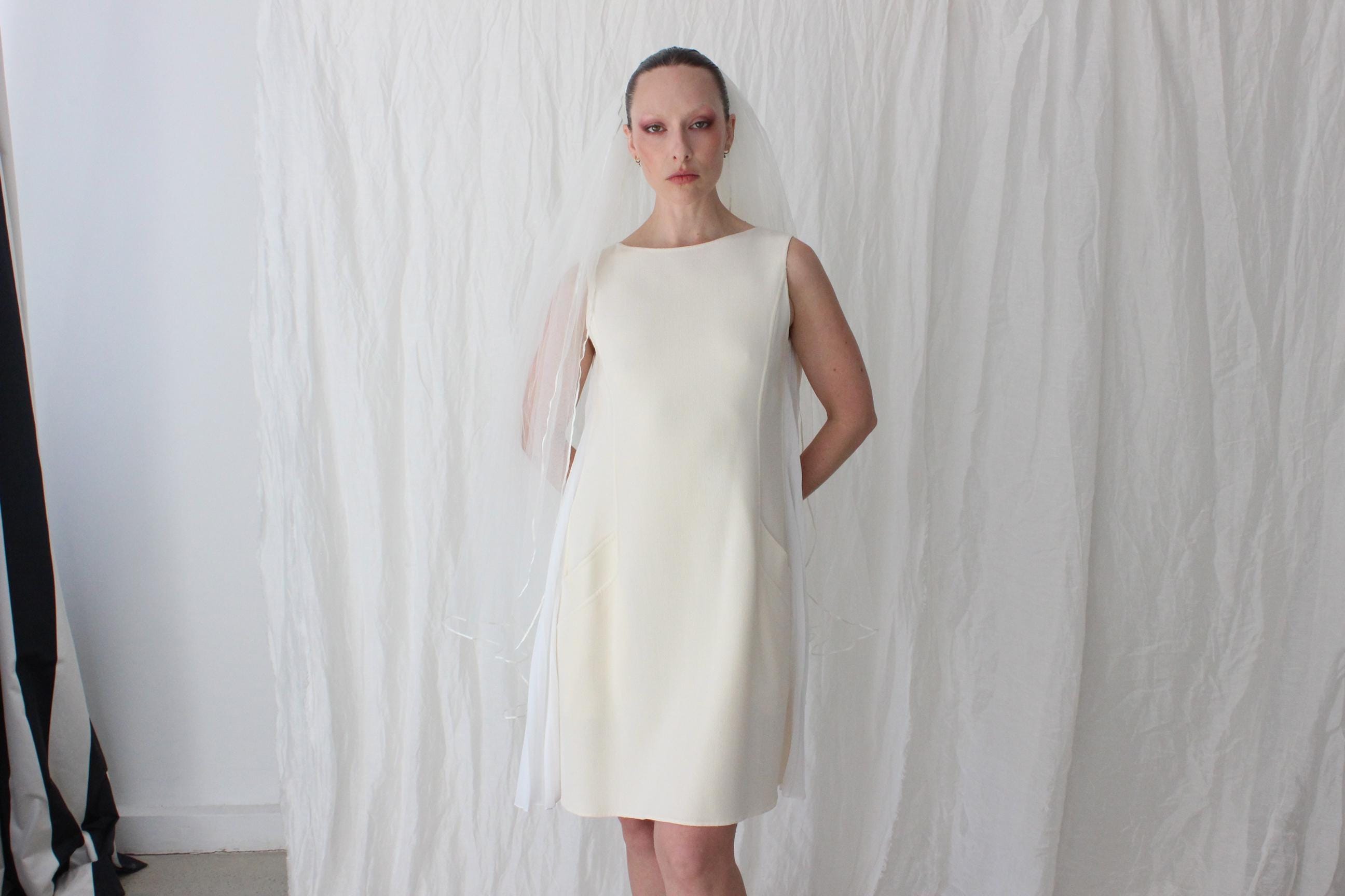 80s Cream Double Layer Tulle Wedding Veil