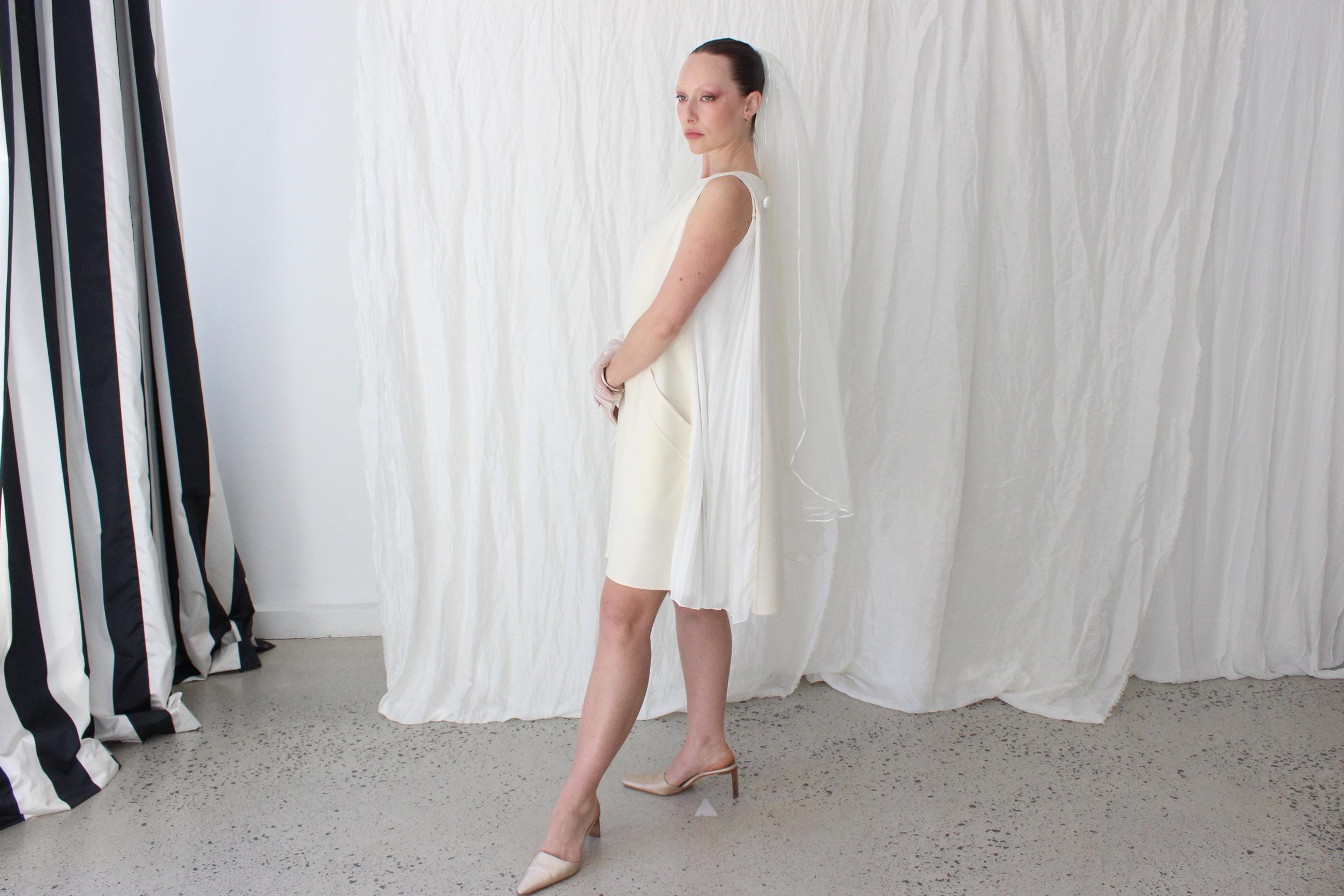 90s Oscar De La Renta Trapeze Crepe Mini