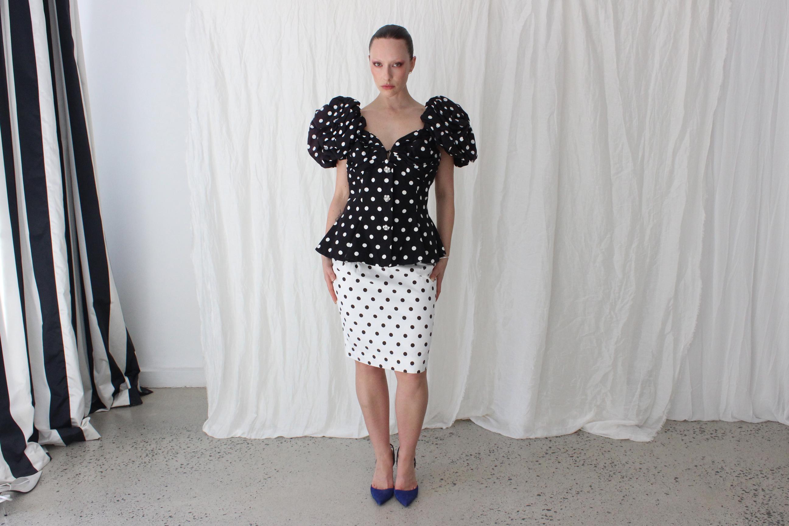 80s Lillie Rubin Monochromatic Polka Dot Set