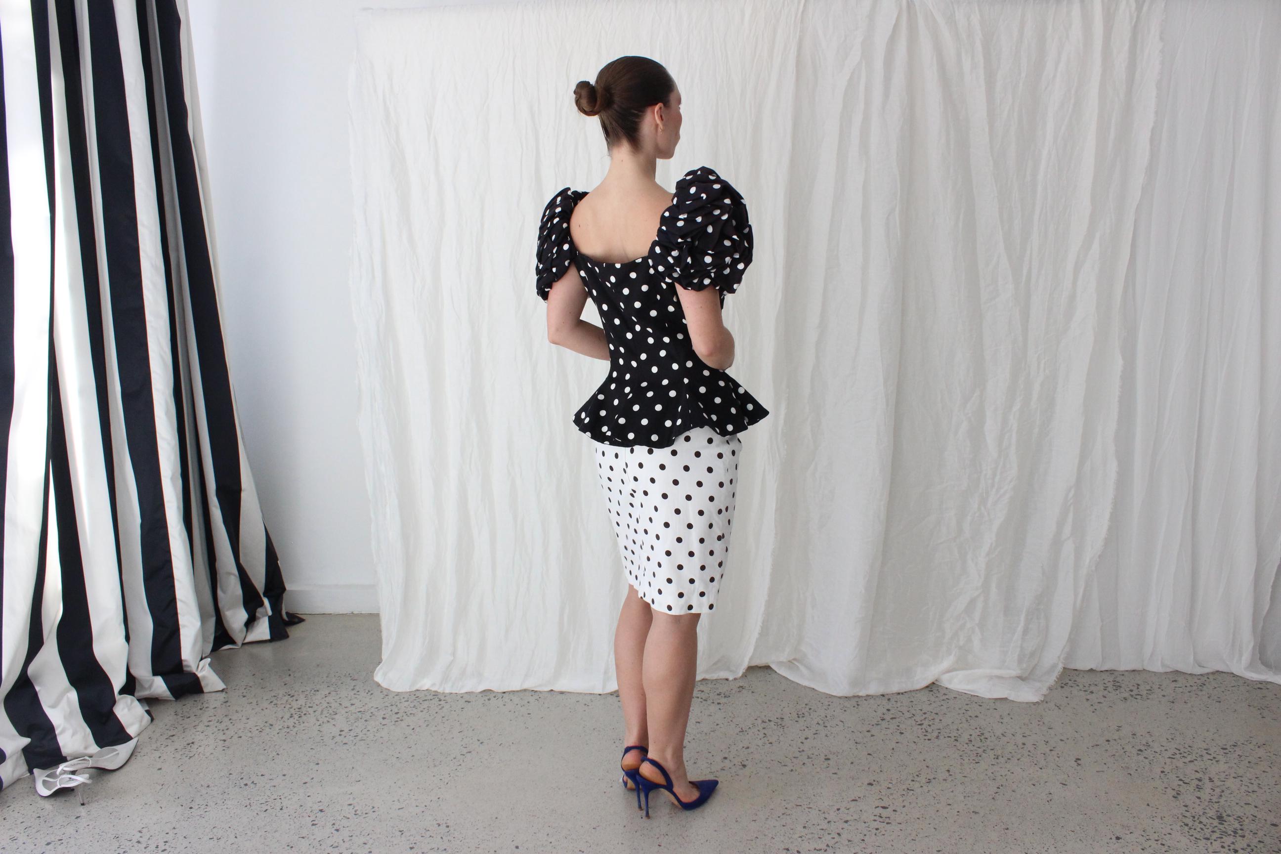 80s Lillie Rubin Monochromatic Polka Dot Set