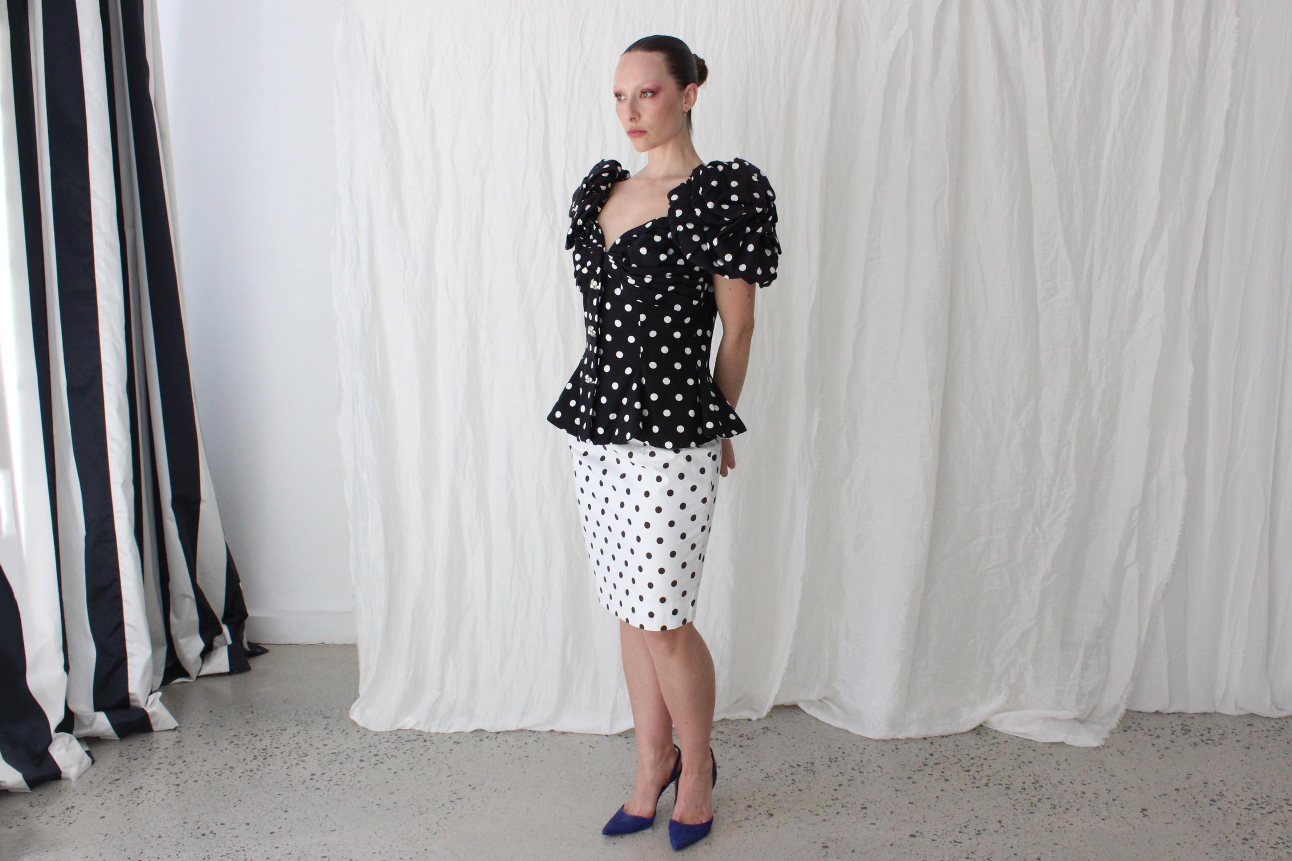 80s Lillie Rubin Monochromatic Polka Dot Set