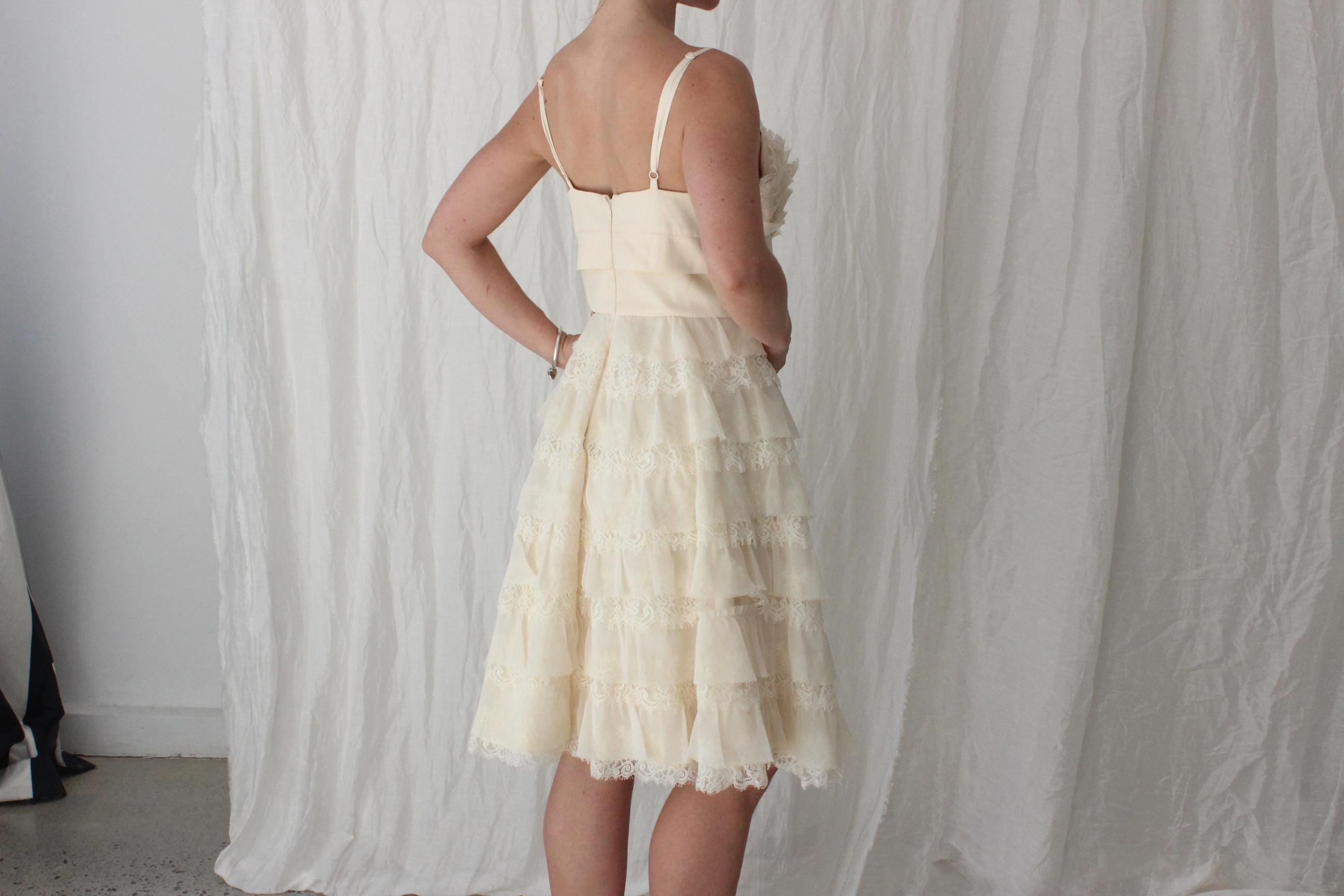 2000s Alannah Hill Tiered Lace & Organza Bridal Mini