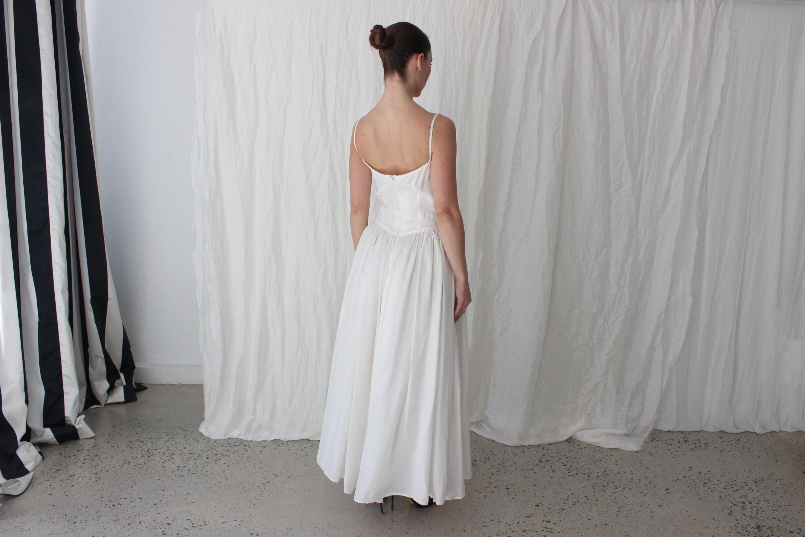 80s Ballerina Cut Basque Waist Wedding Dress