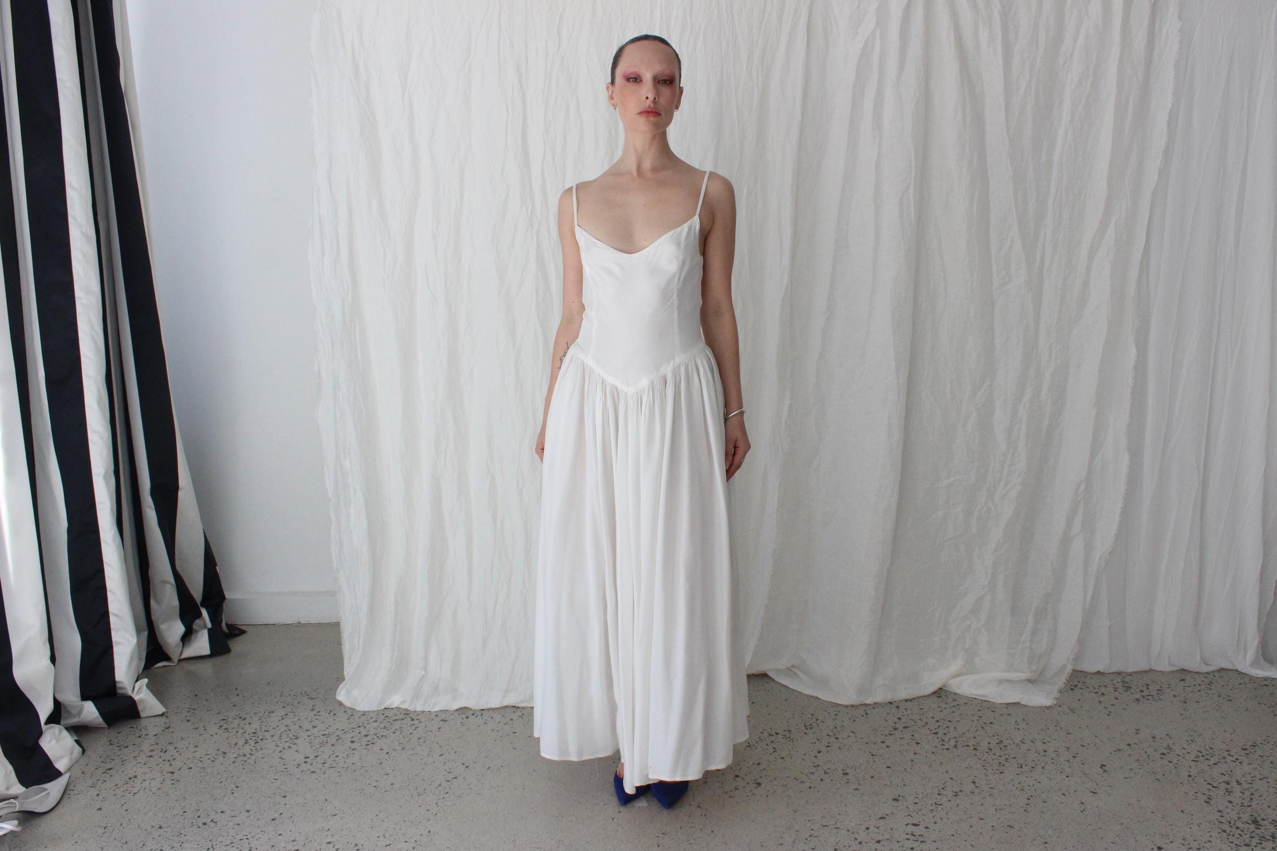 80s Ballerina Cut Basque Waist Wedding Dress