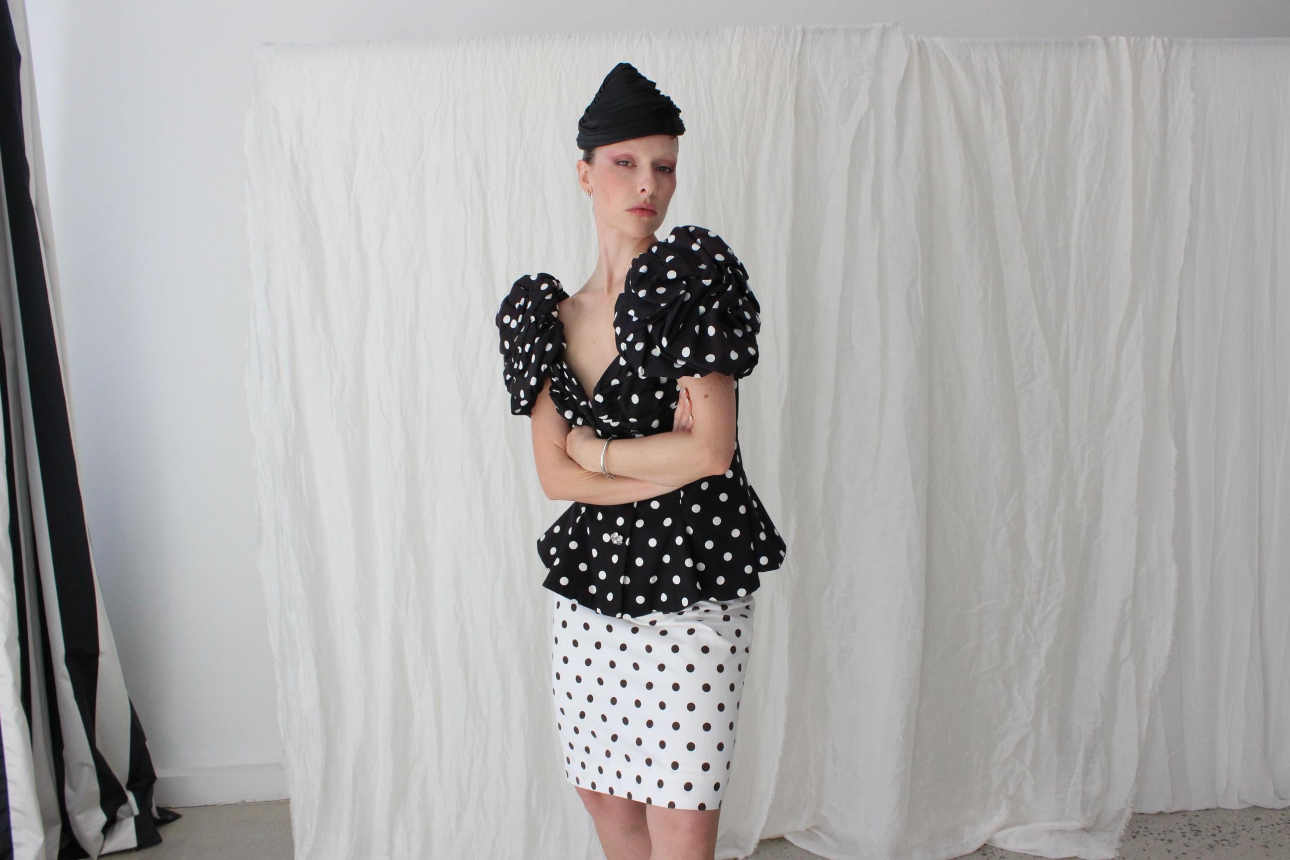 50s Black Taffeta Sculptural Beehive Hat