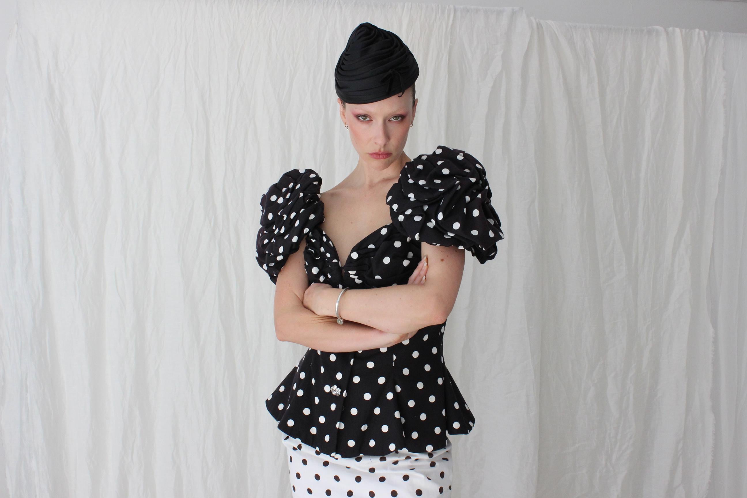 50s Black Taffeta Sculptural Beehive Hat