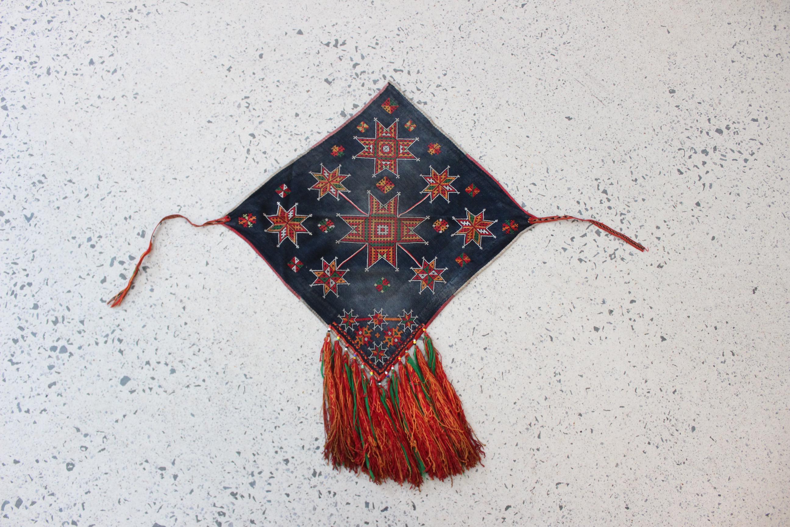 Antique One of a Kind Hand Loomed Vietnamese Embroidered Textile Scarf