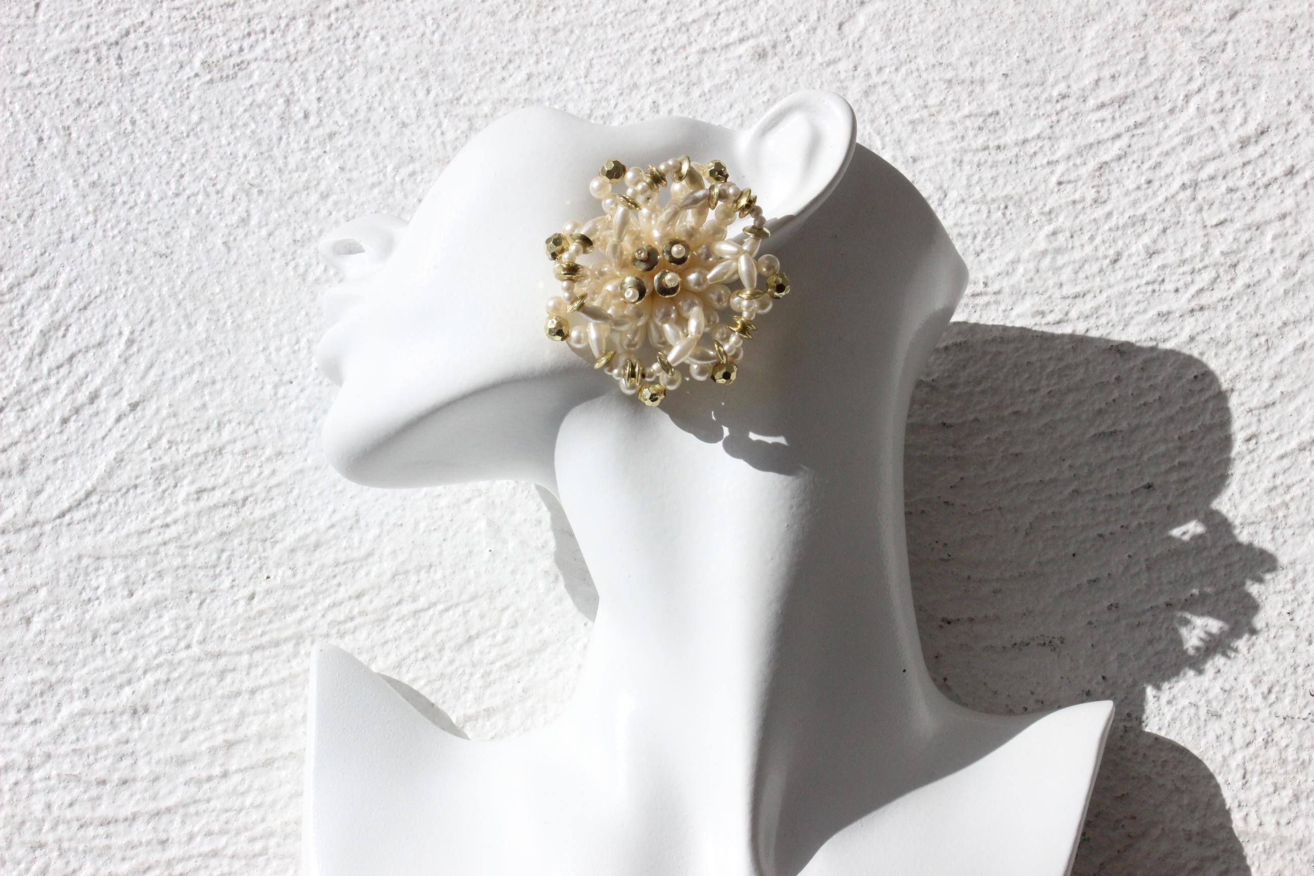 80s Champagne Pearl Cluster Clip Ons