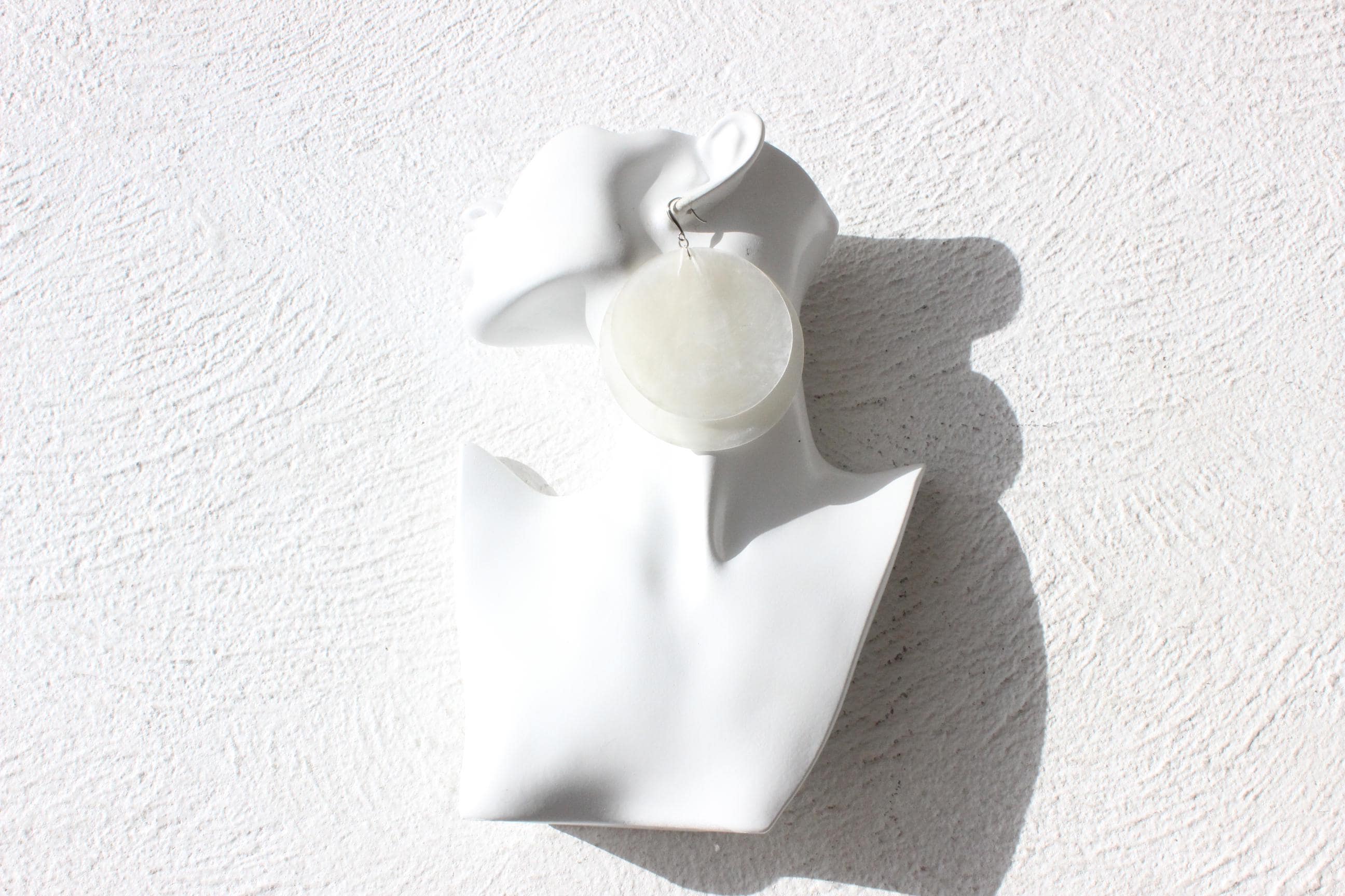 Modern Oversized Capiz Shell Pierced Earrings