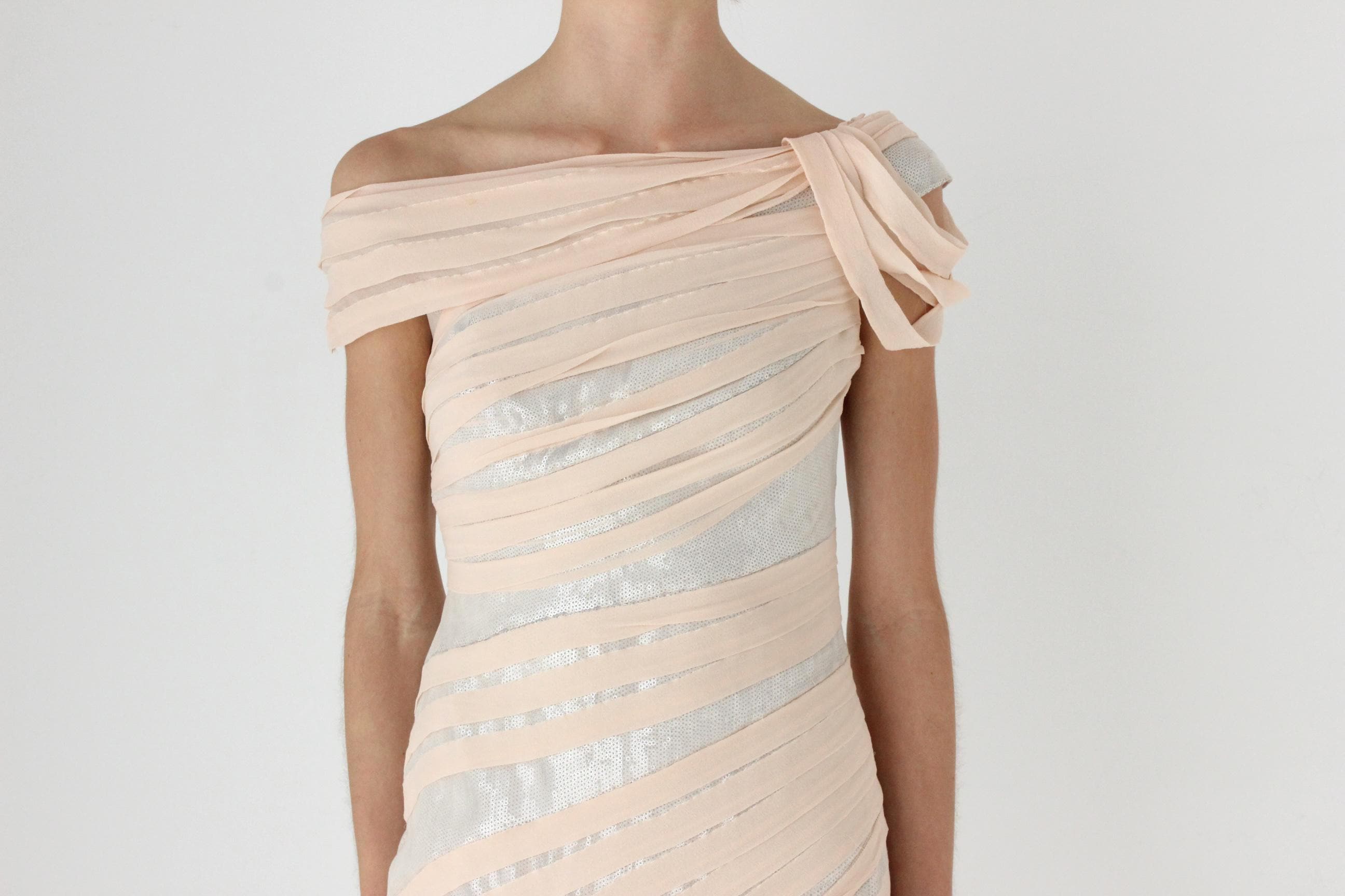 Sexy Y2K Tadashi Silk & Sequin 'Wrapped' Bandage Mini