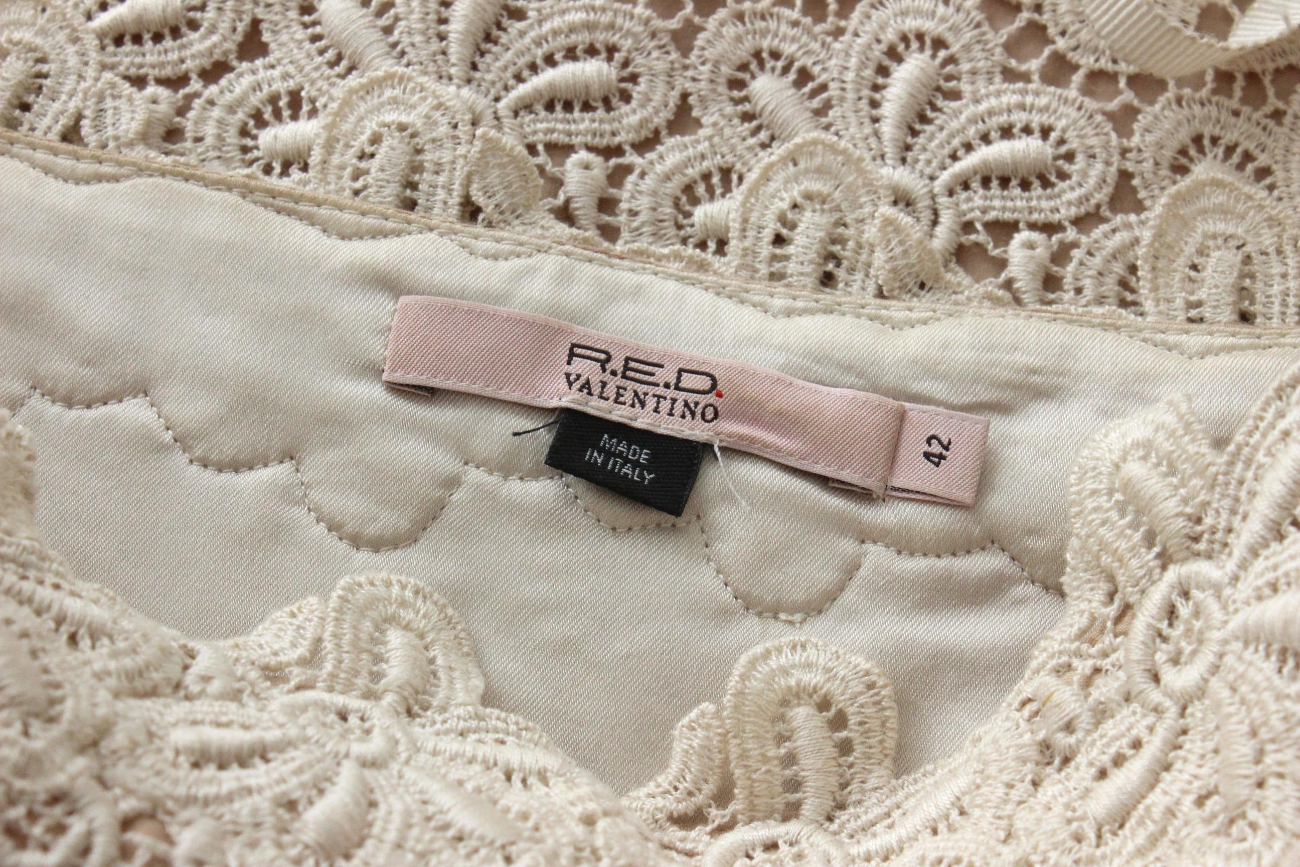 90s Valentino Neutral Cotton Lace Shift