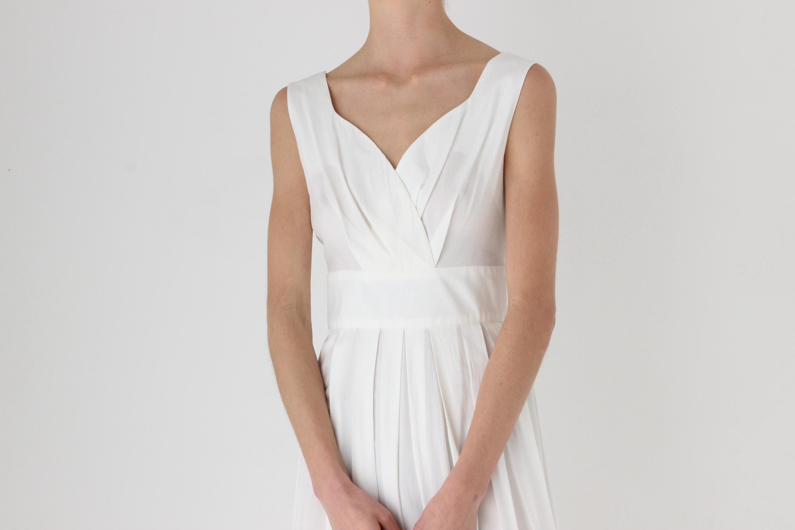 90s Does 50s Circle Skirt Bridal Picnic Dress