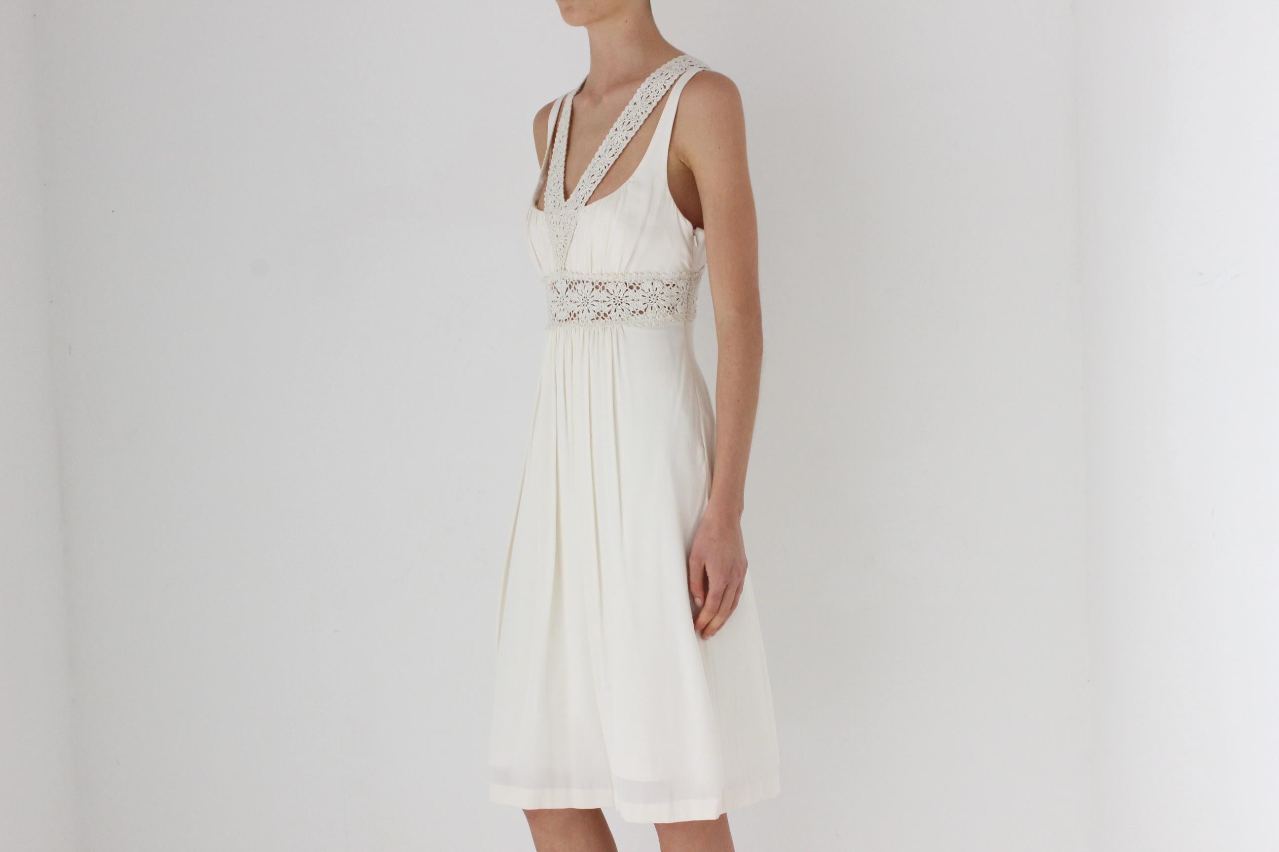 Y2K Nicole Miller Silk & Macrame Trim Dress