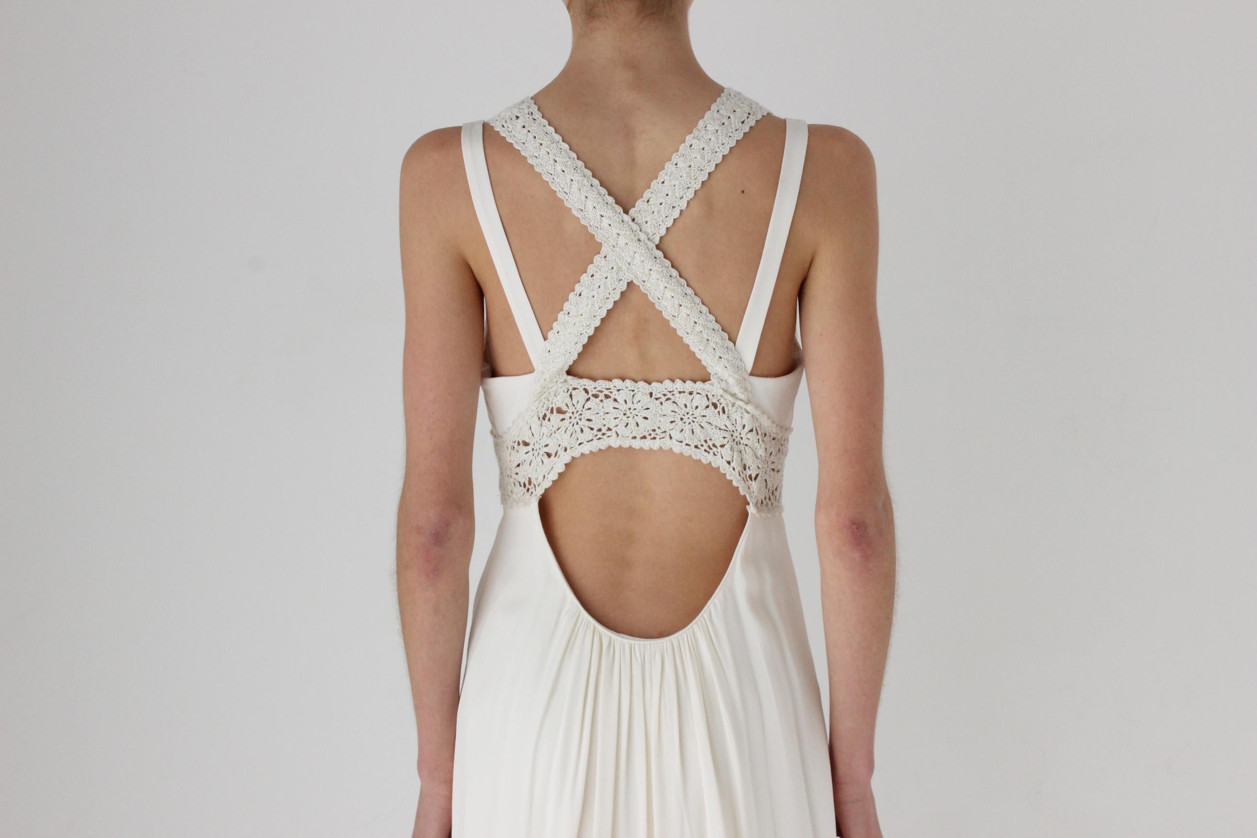 Y2K Nicole Miller Silk & Macrame Trim Dress