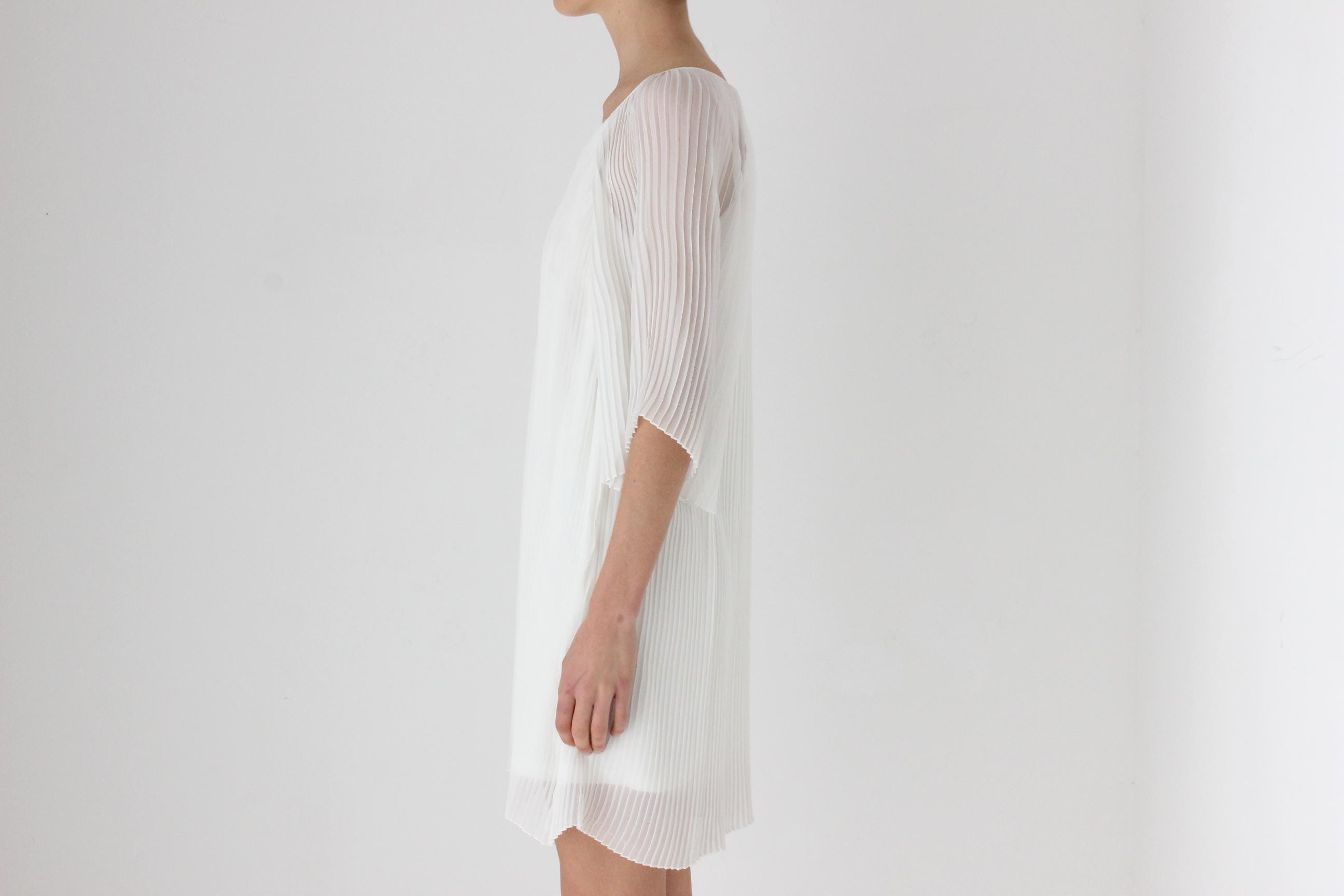 2000s Nicola Finetti Sheer Pleated Mini Dress