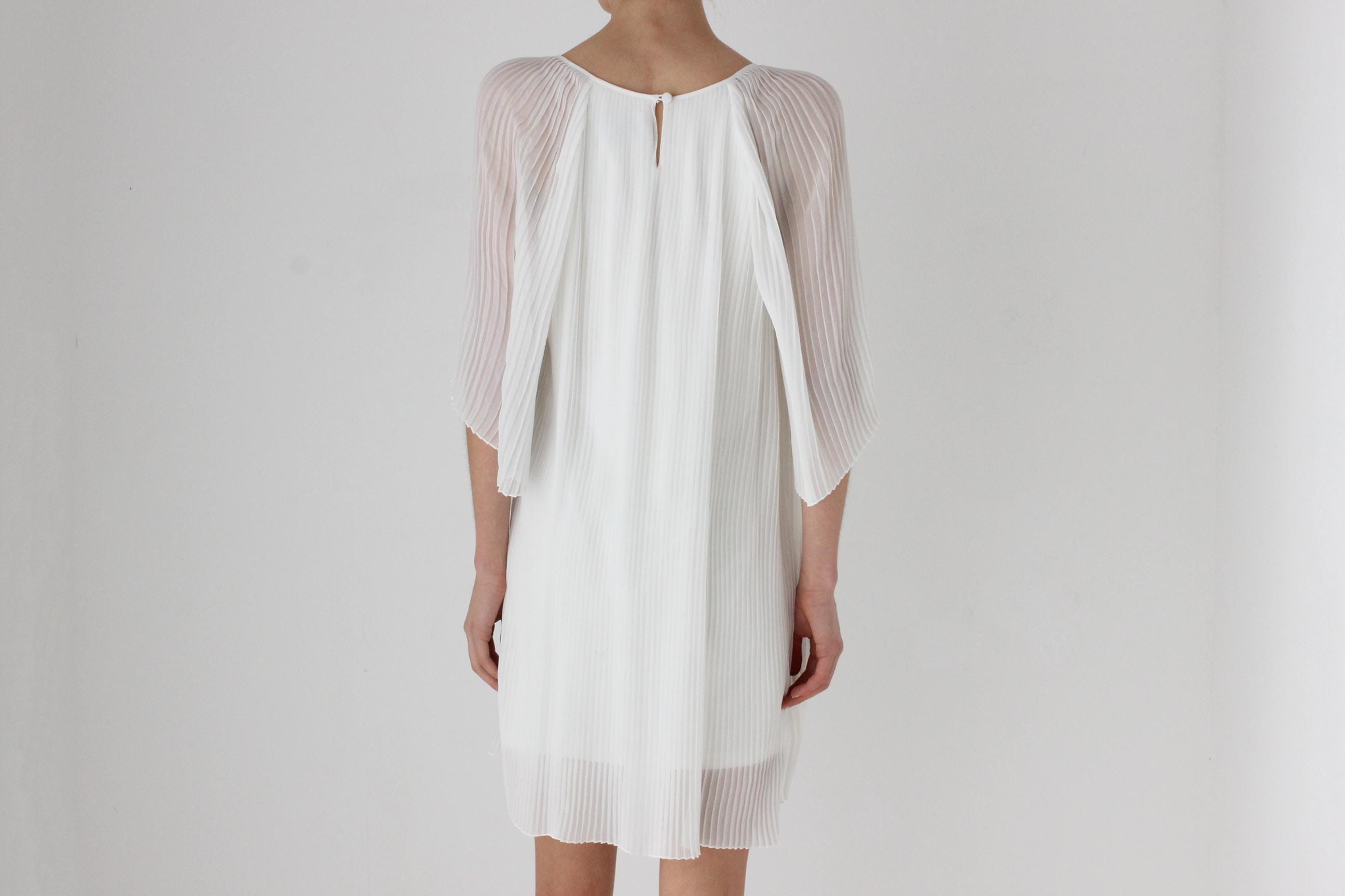 2000s Nicola Finetti Sheer Pleated Mini Dress