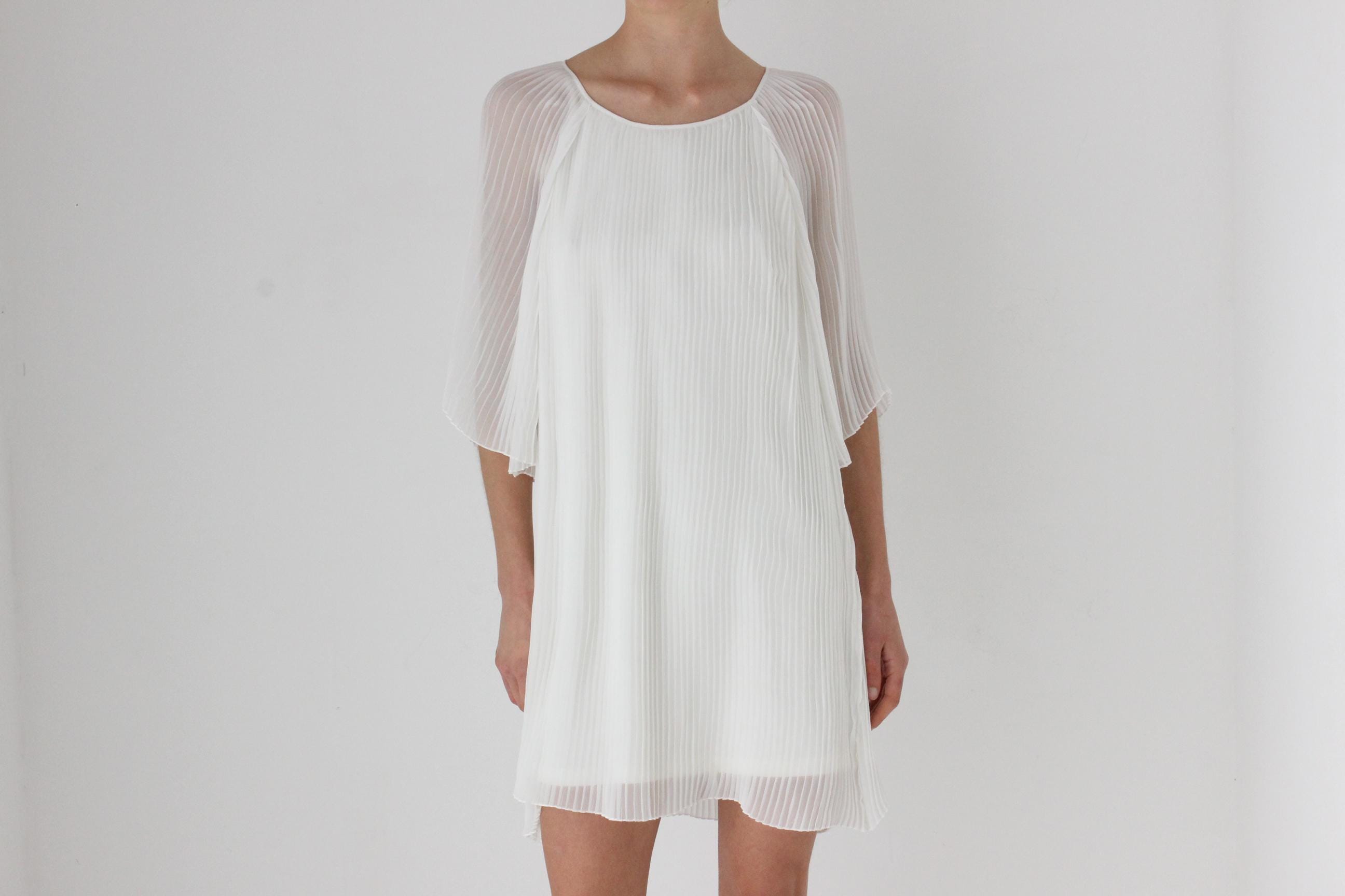 2000s Nicola Finetti Sheer Pleated Mini Dress