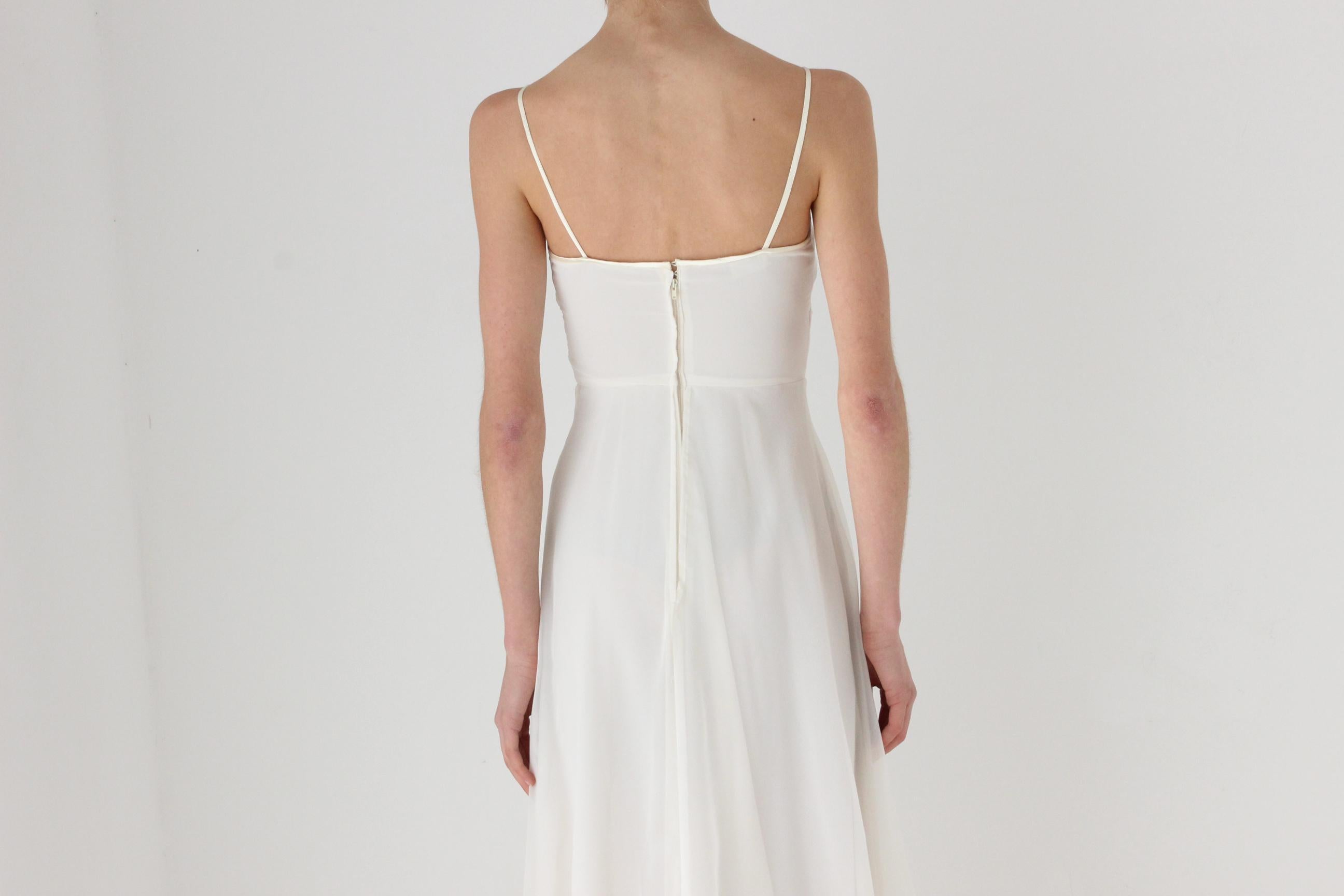 Romantic 70s Simple Chiffon Slip-Style Wedding Dress