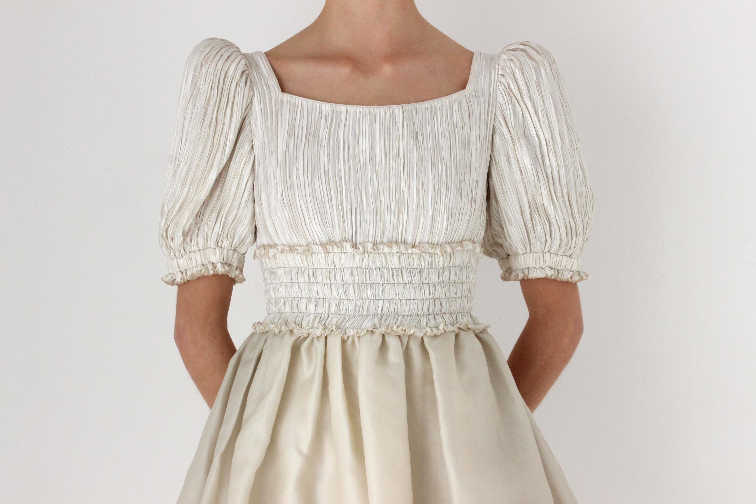 80s Mary McFadden Couture Fortuny Pleated Organza Mini