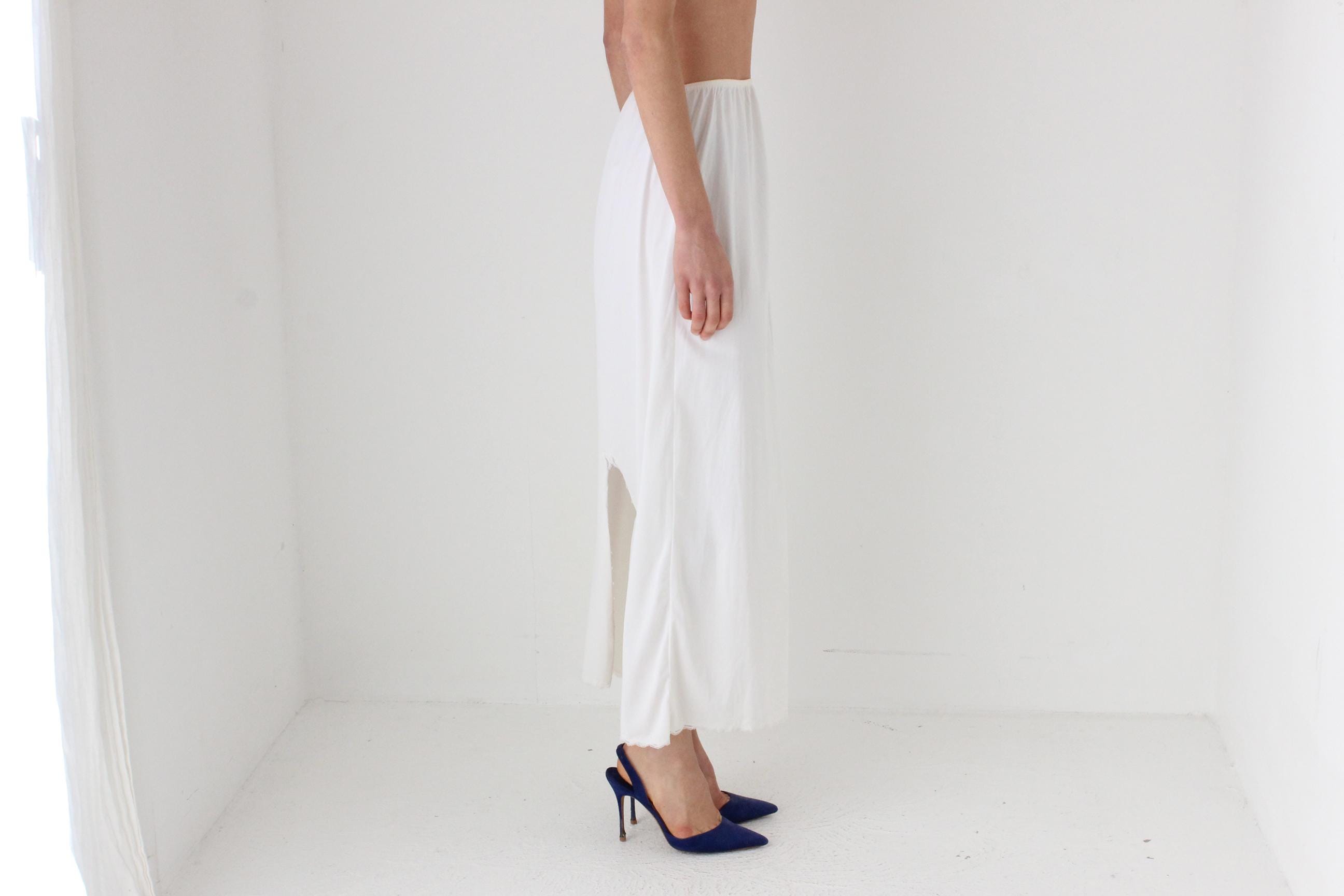 80s Easy Nylon Negligee Slip Skirt