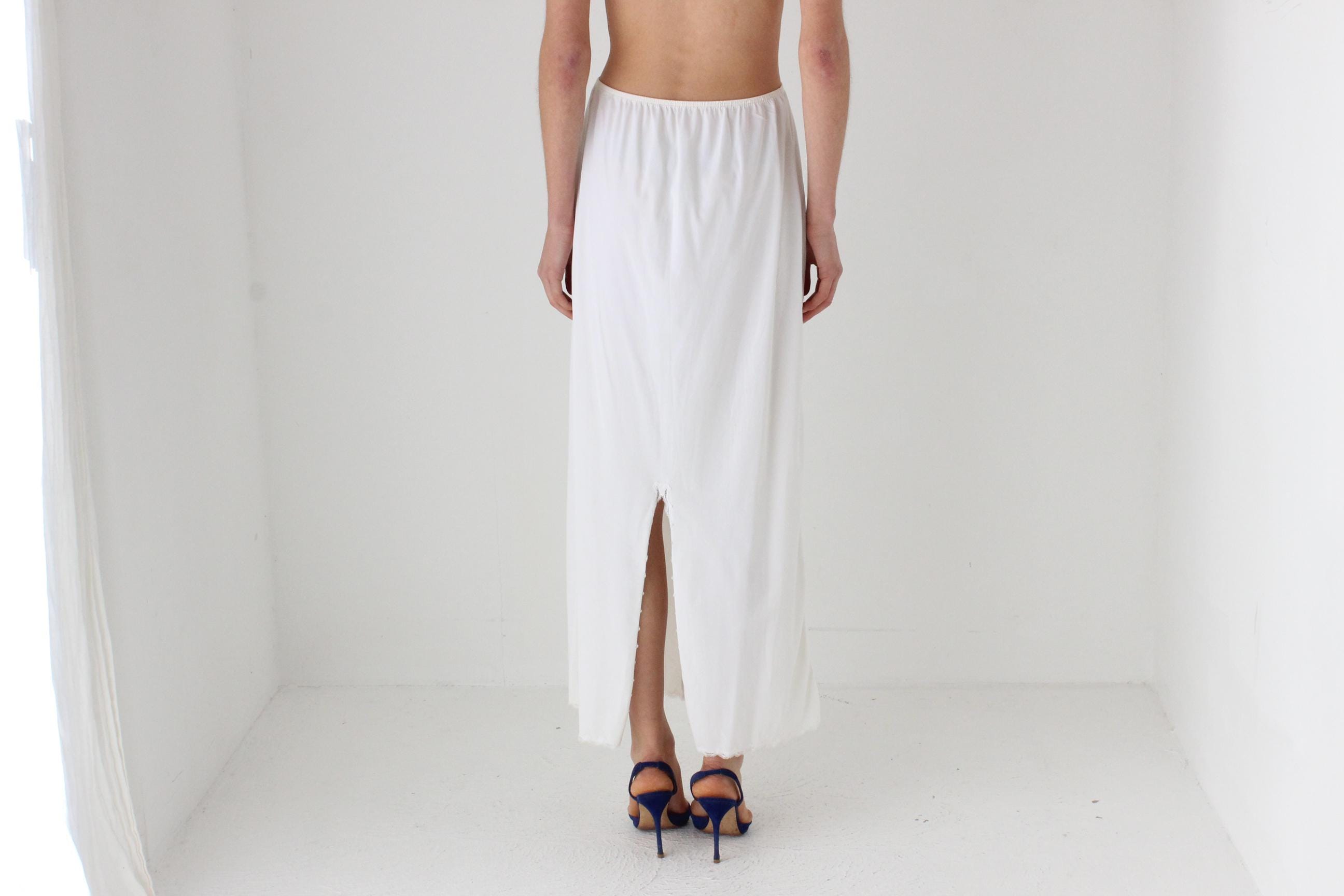 80s Easy Nylon Negligee Slip Skirt