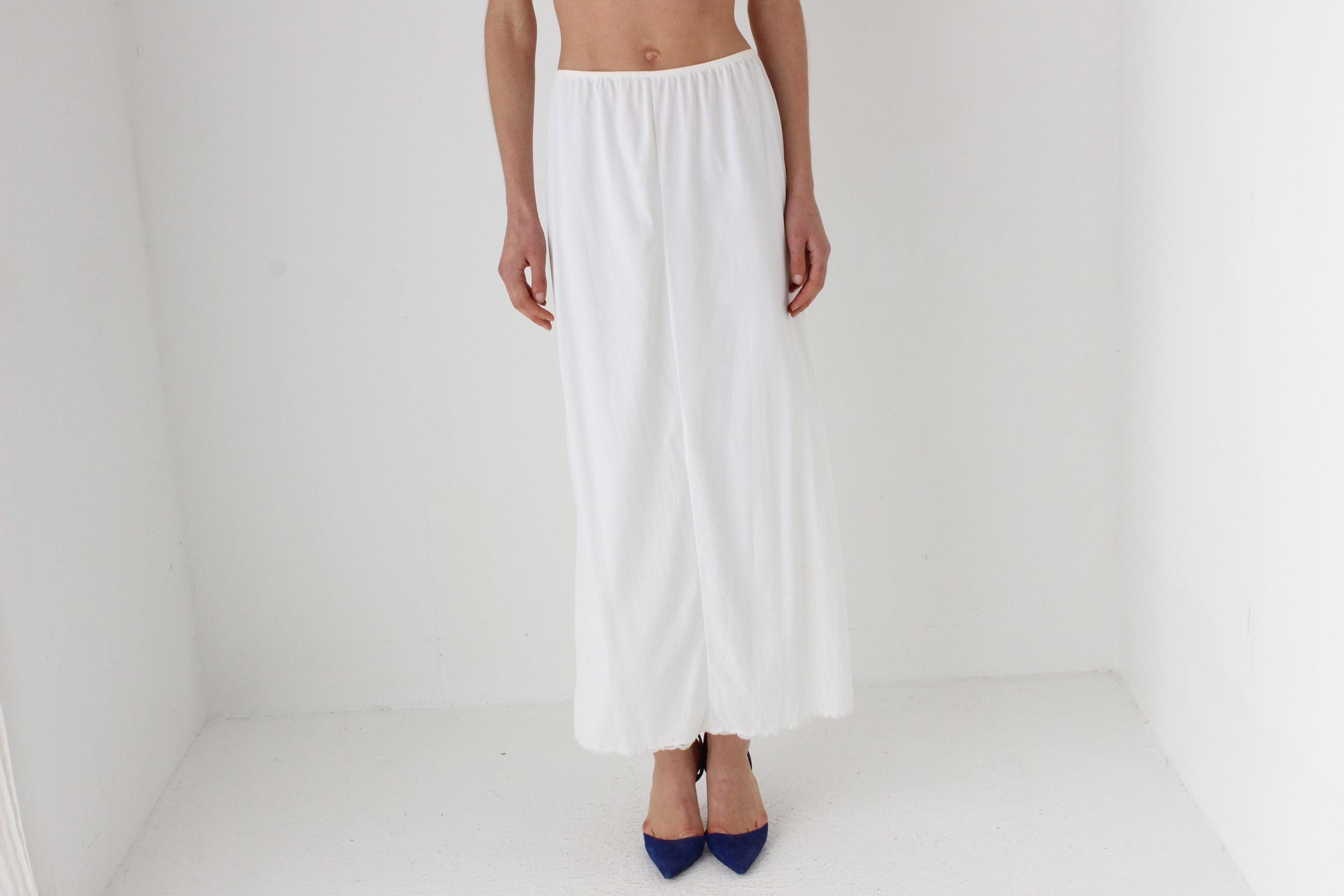 80s Easy Nylon Negligee Slip Skirt