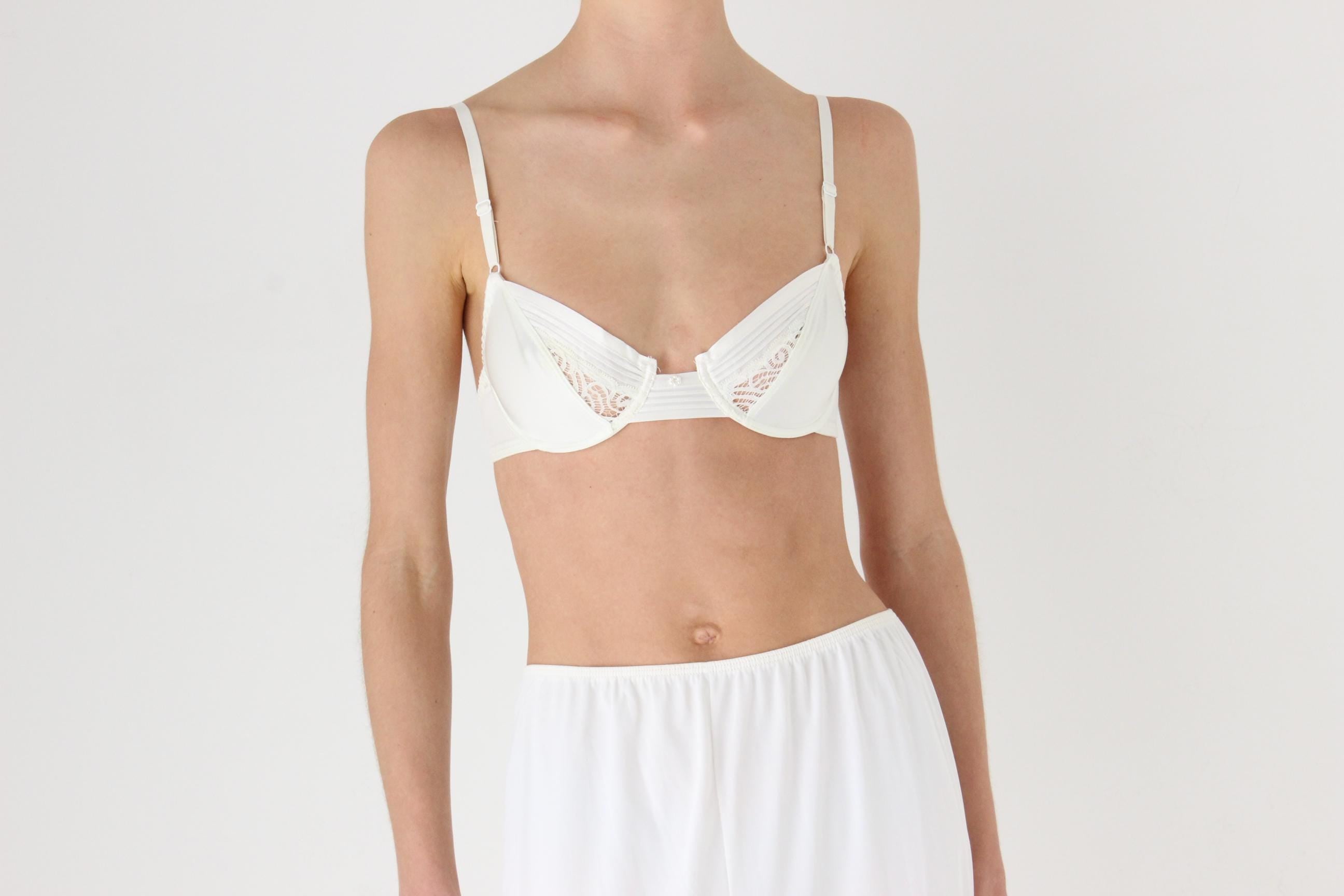 Vintage 80s Ivory Underwire Bra Bridal Lingerie