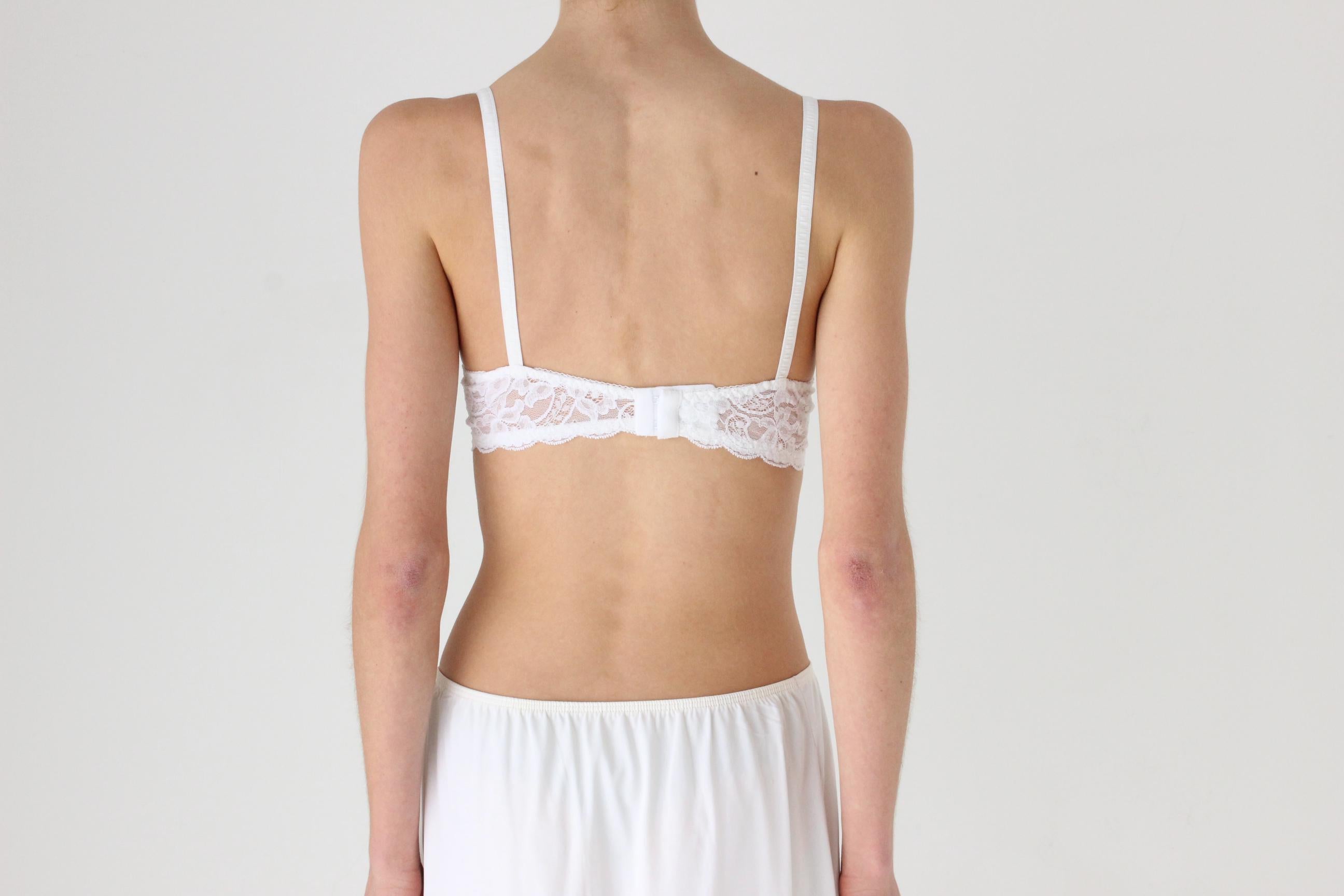Vintage 80s Ivory Lace & Bow Bra Bridal Lingerie