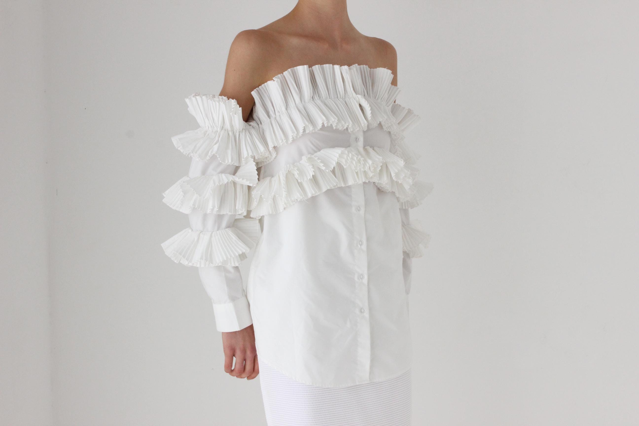 Contemporary Sculptural Pleated Shirt