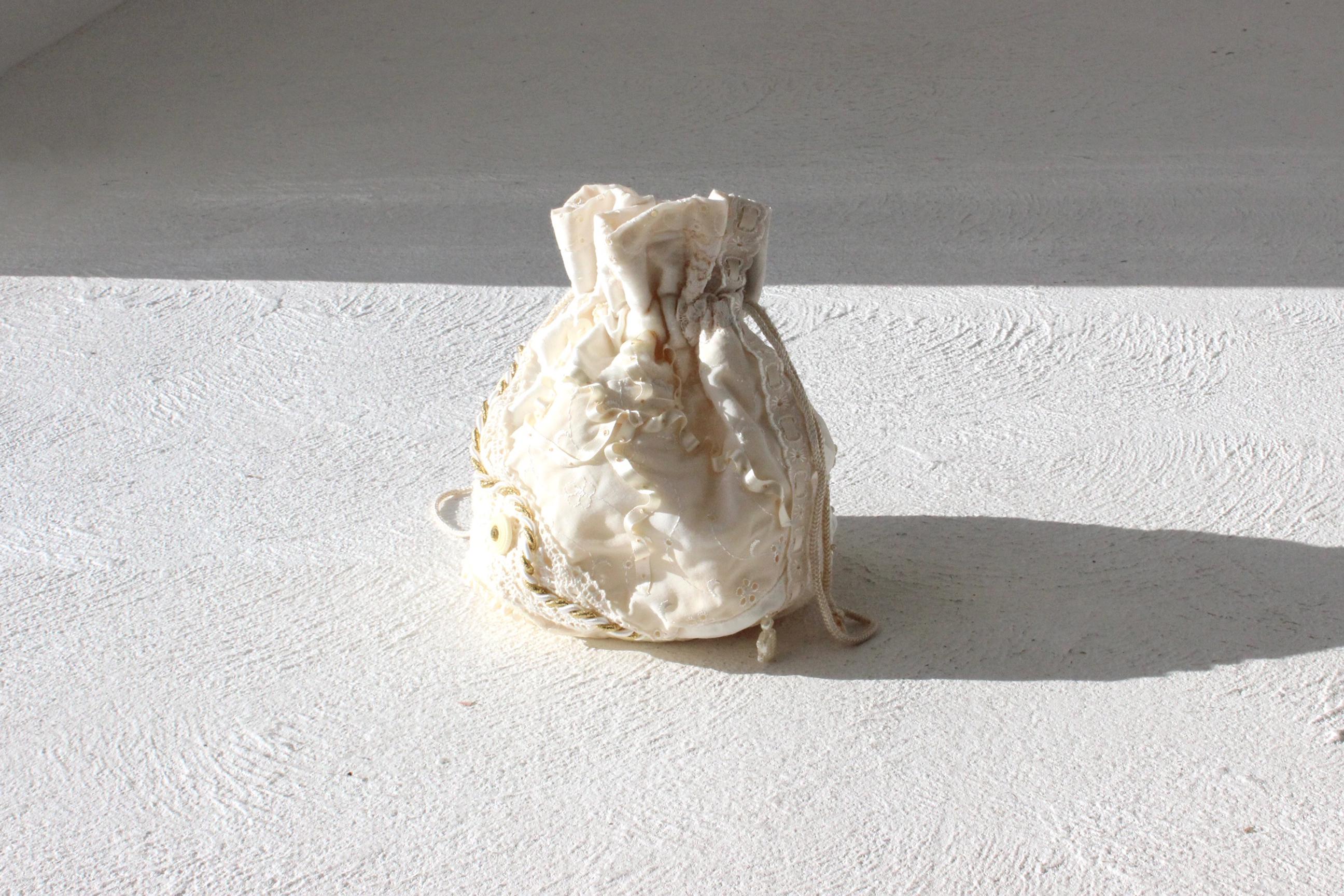 90s Lace & Button Patchwork Drawstring Bag