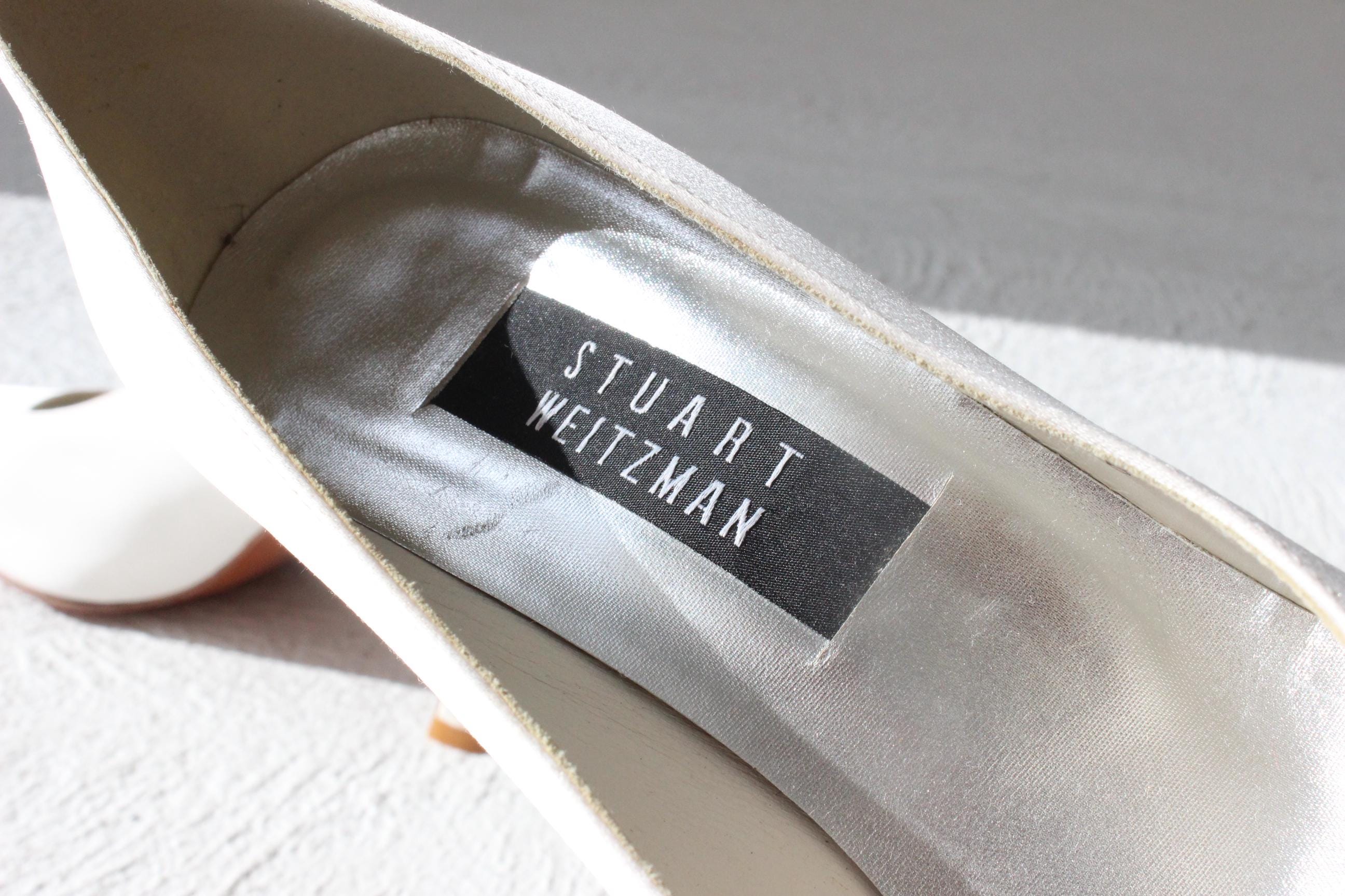 1990s Stuart Weitzman White Satin Bridal Pumps - Euro 38.5