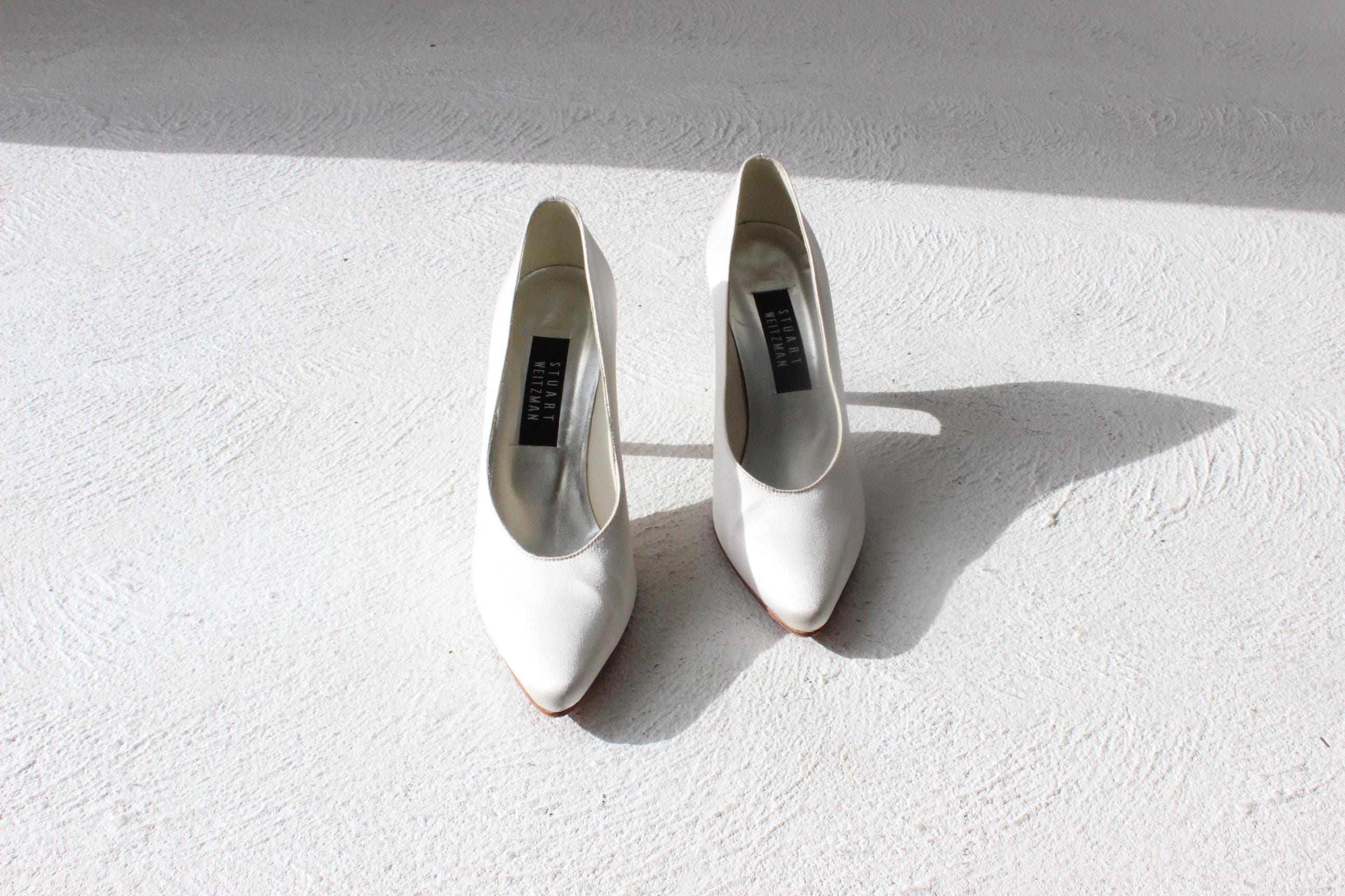 1990s Stuart Weitzman White Satin Bridal Pumps - Euro 38.5
