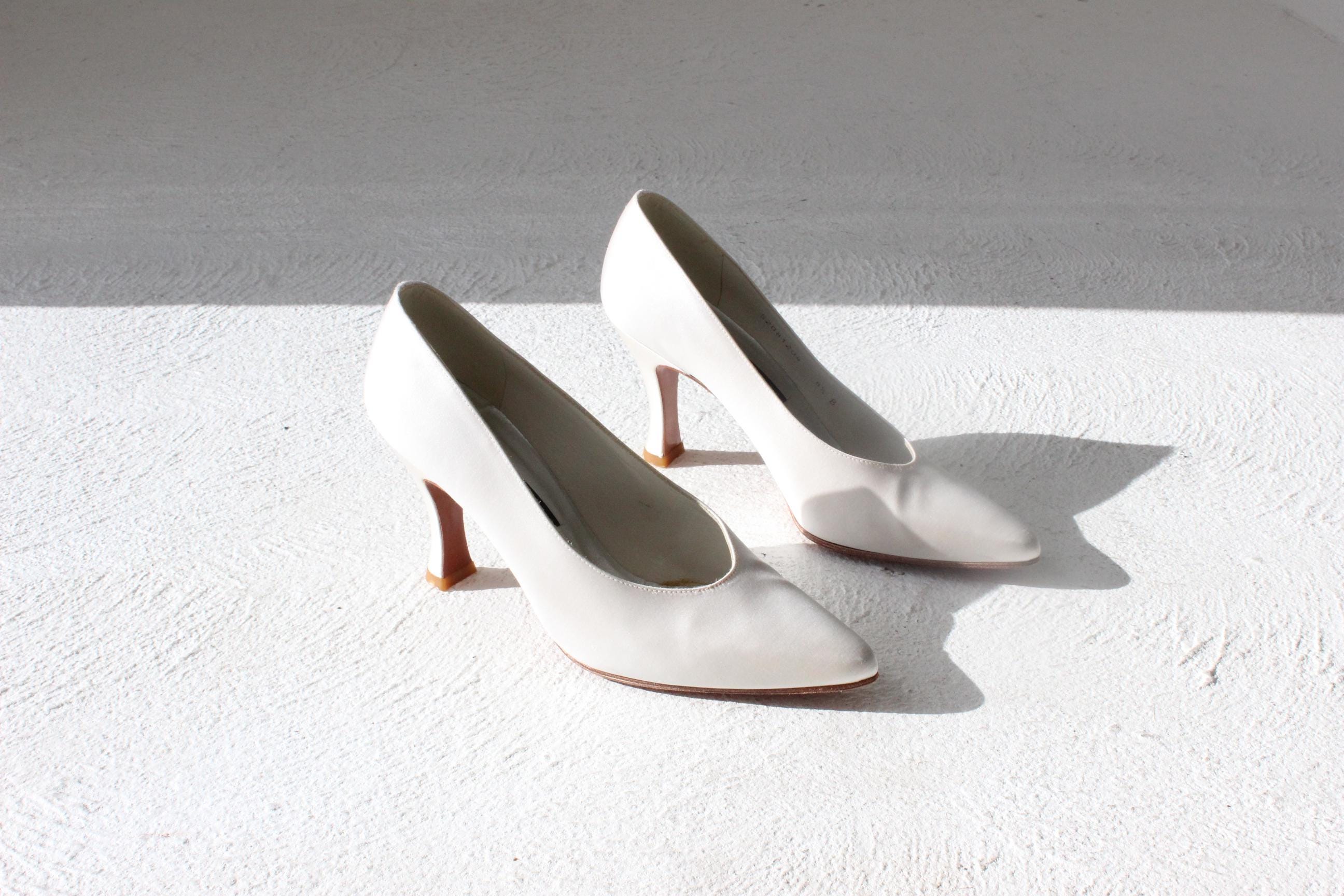 1990s Stuart Weitzman White Satin Bridal Pumps - Euro 38.5