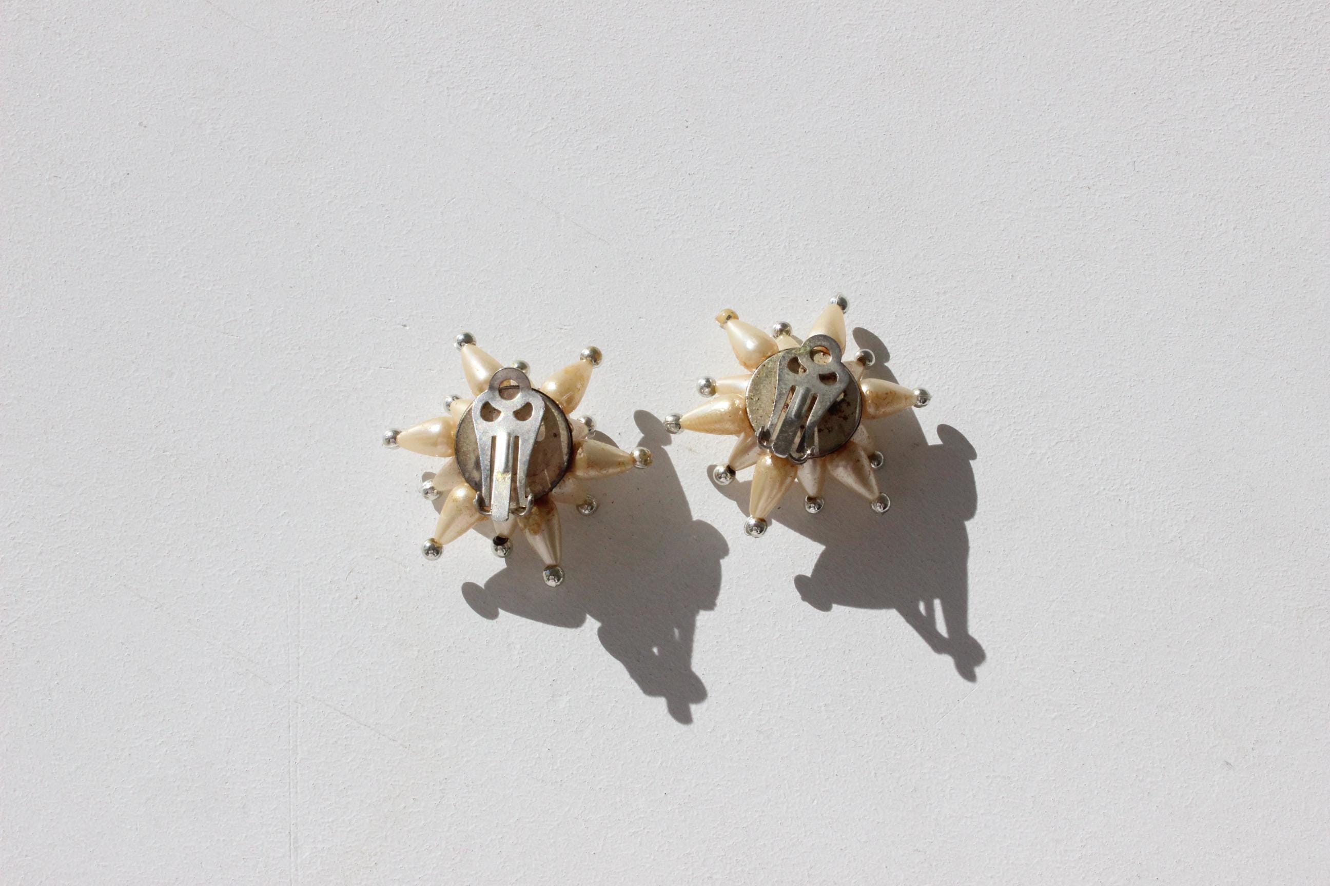 60s Pearl 'Flower' Clip Ons